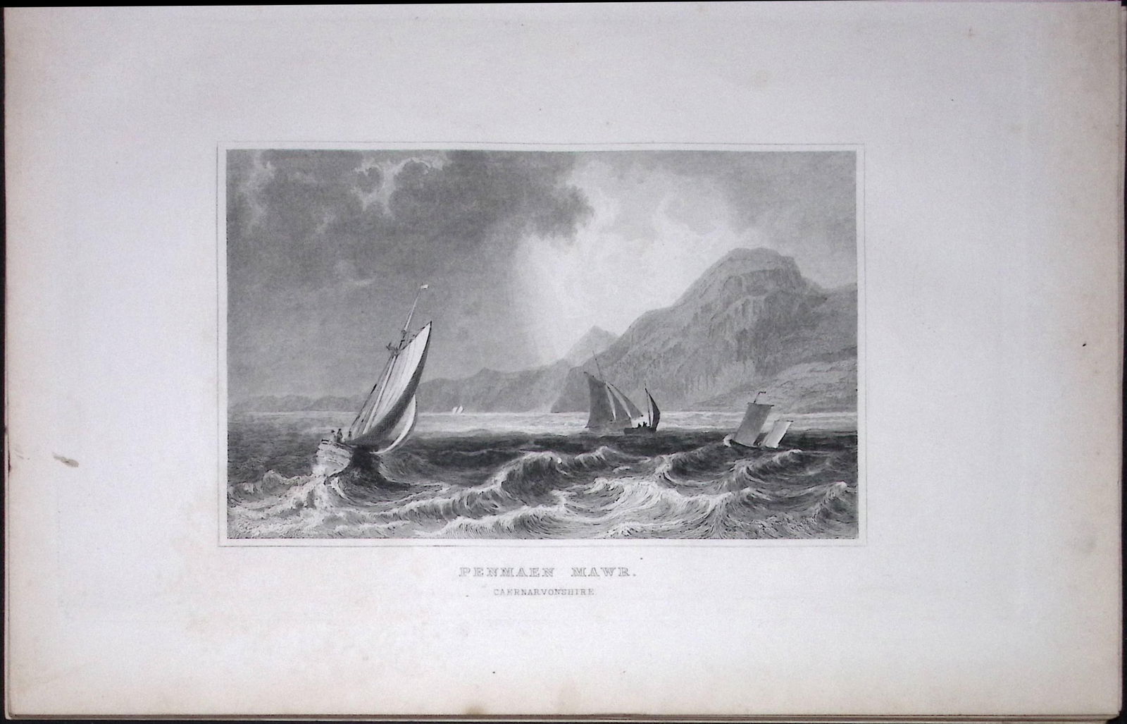Wales Penmaen Maws Caernarvonshire Antique 166-Year-Old Steel Engraving-42.: Title: Wales Penmaen Maws Caernarvonshire Antique 166-Year-Old Steel Engraving-42. Description: Wales Penmaen Maws Caernarvonshire Antique 166-Year-Old Steel Engraving-42. This Antique Steel