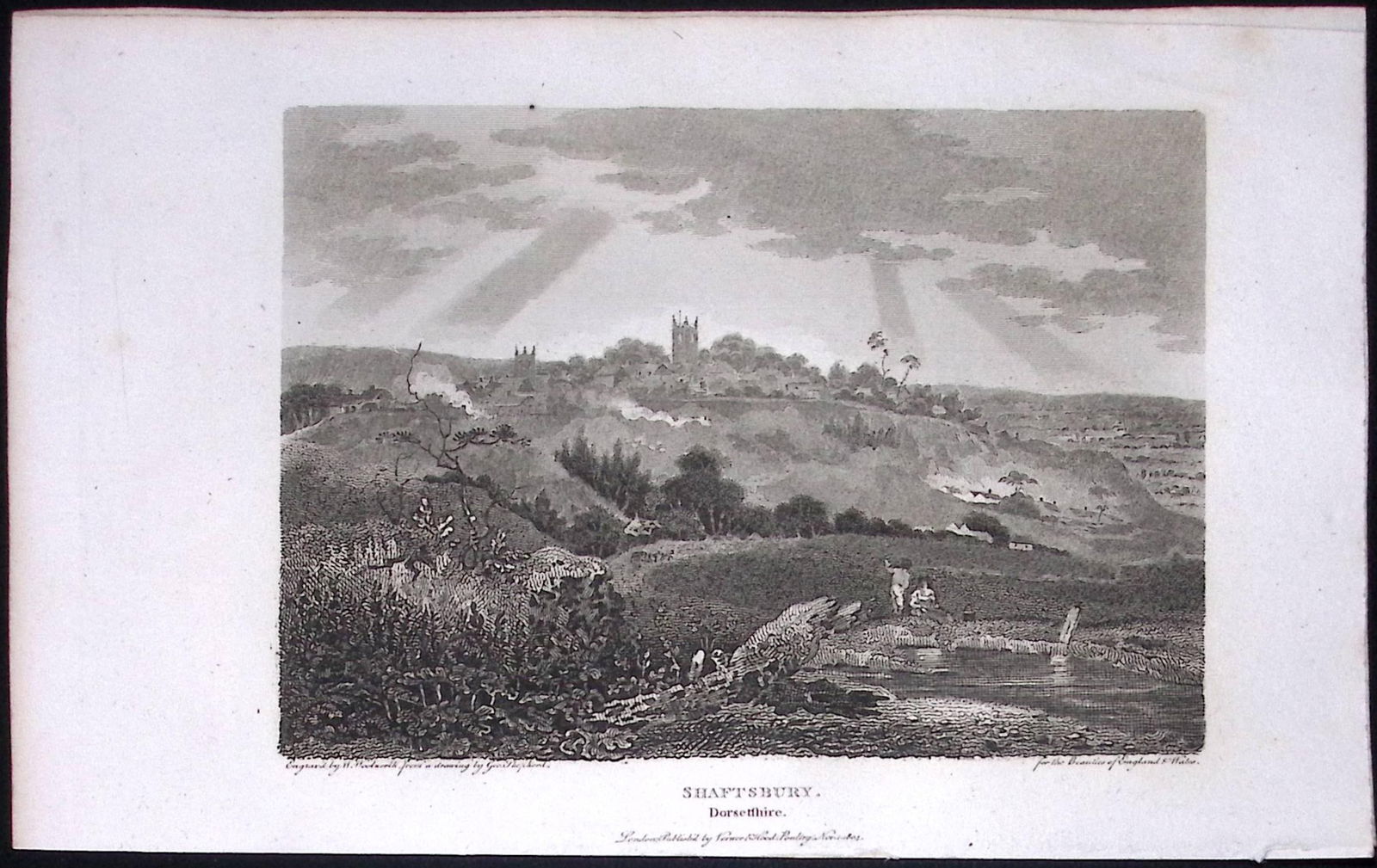 Shaftsbury Dorsetshire Antique 223 Years-Old Georgian Steel-Engraving-177: Title: Shaftsbury Dorsetshire Antique 223 Years-Old Georgian Steel-Engraving-177 Description: This Dorsetshire Georgian Antique Print Was Removed from a First Edition of. The Beauties of