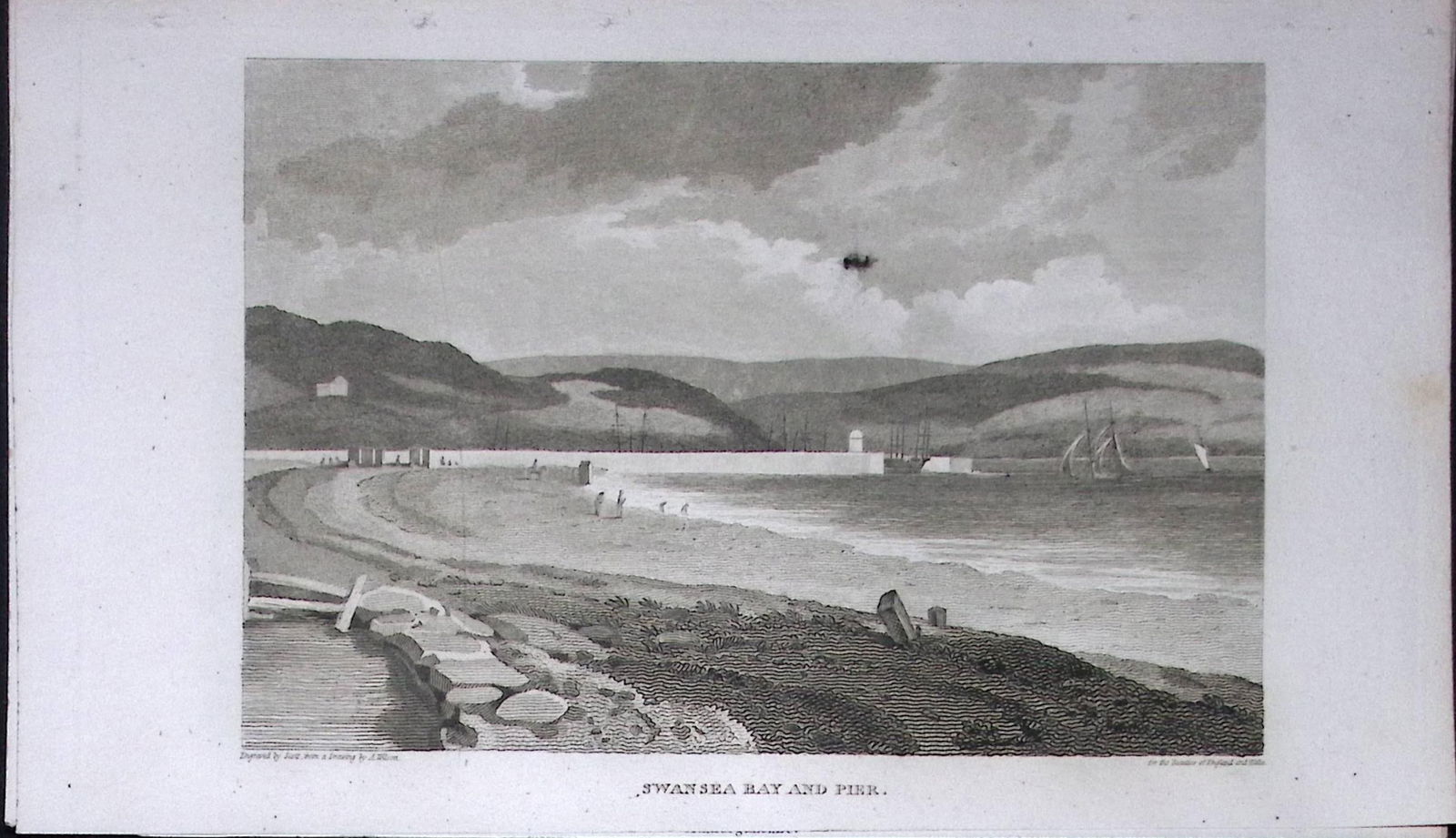 Swansea Bay & Pier Wales Antique 211 Years-Old Georgian Steel-Engraving-477.: Title: Swansea Bay & Pier Wales Antique 211 Years-Old Georgian Steel-Engraving-477. Description: Swansea Bay & Pier Wales Antique 211 Years-Old Georgian Steel-Engraving-477.<