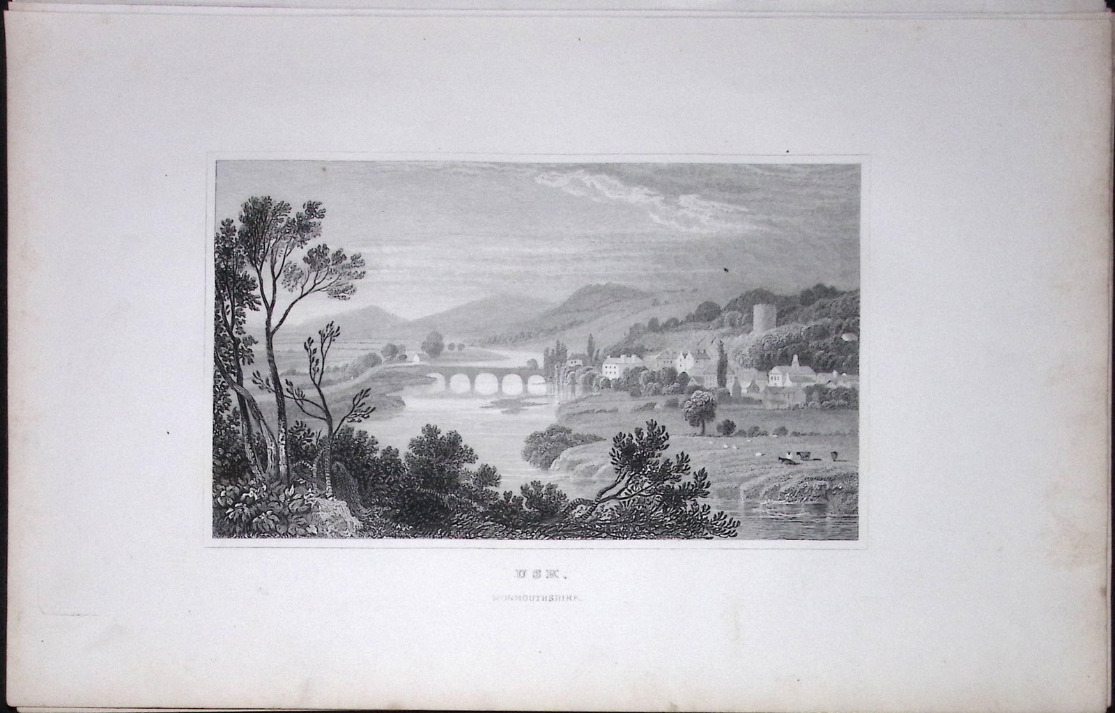 Wales Town of Usk Monmouthshire Antique 166-Year-Old Steel Engraving-37: Title: Wales Town of Usk Monmouthshire Antique 166-Year-Old Steel Engraving-37 Description: Wales Town of Usk Monmouthshire Antique 166-Year-Old Steel Engraving-37