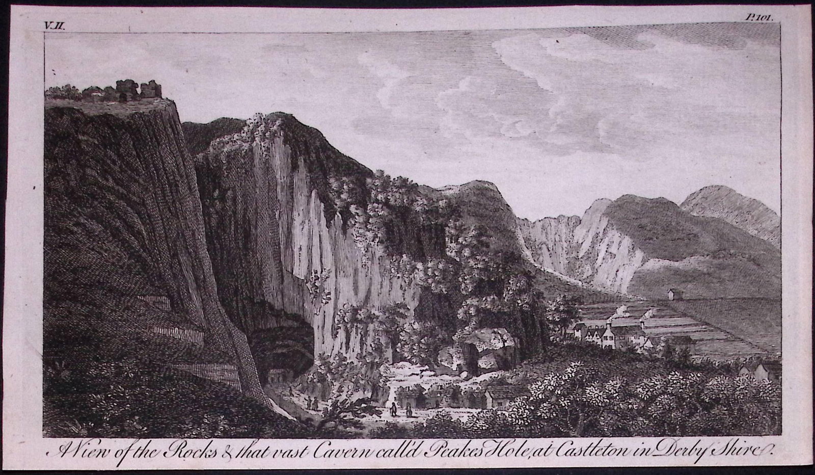 Peakes Hole Derbyshire Rare Georgian Copper Antique Engraving 1776-37: Title: Peakes Hole Derbyshire Rare Georgian Copper Antique Engraving 1776-37 Description: This Nearly 250-Year-Old Antique Piece Was Removed from an Edition of. A New Display of the Beauties of