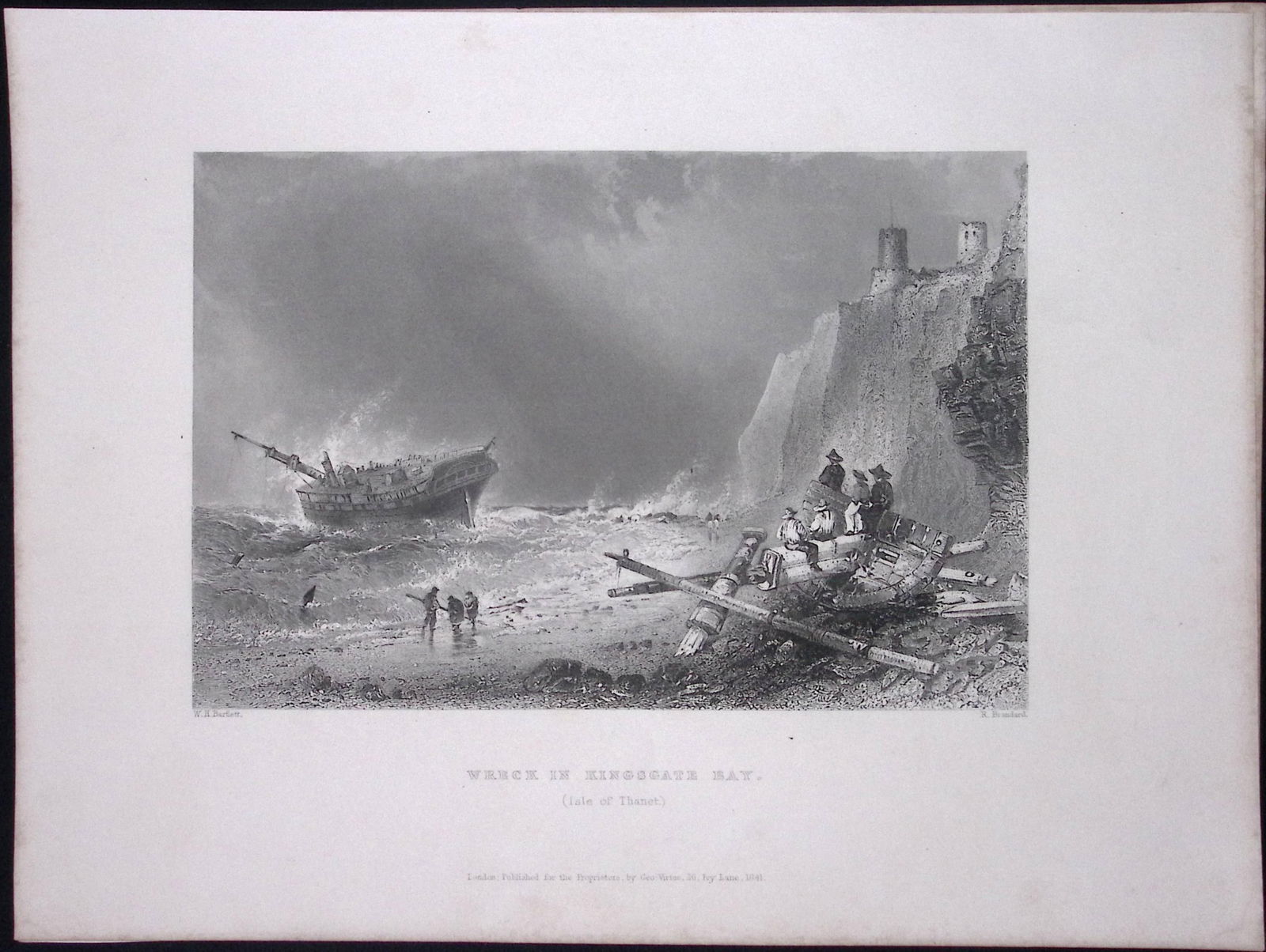 Kent Kingsgate Bay Isle of Thanet WH Bartlett 1842 Antique Steel Engraving-113: Title: Kent Kingsgate Bay Isle of Thanet WH Bartlett 1842 Antique Steel Engraving-113 Description: This Steel Engraved Print Has Been Removed from an Antique 1842 Edition of.