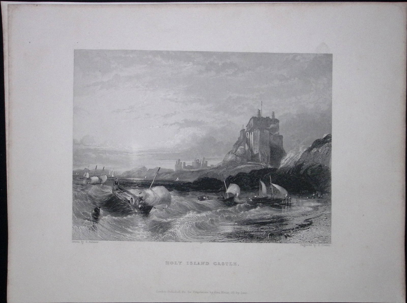 Holy Island Castle Northumberland WH Bartlett 1842 Antique Steel Engraving-99: Title: Holy Island Castle Northumberland WH Bartlett 1842 Antique Steel Engraving-99 Description: This Steel Engraved Print Has Been Removed from an Antique 1842 Edition of. Finden’s The