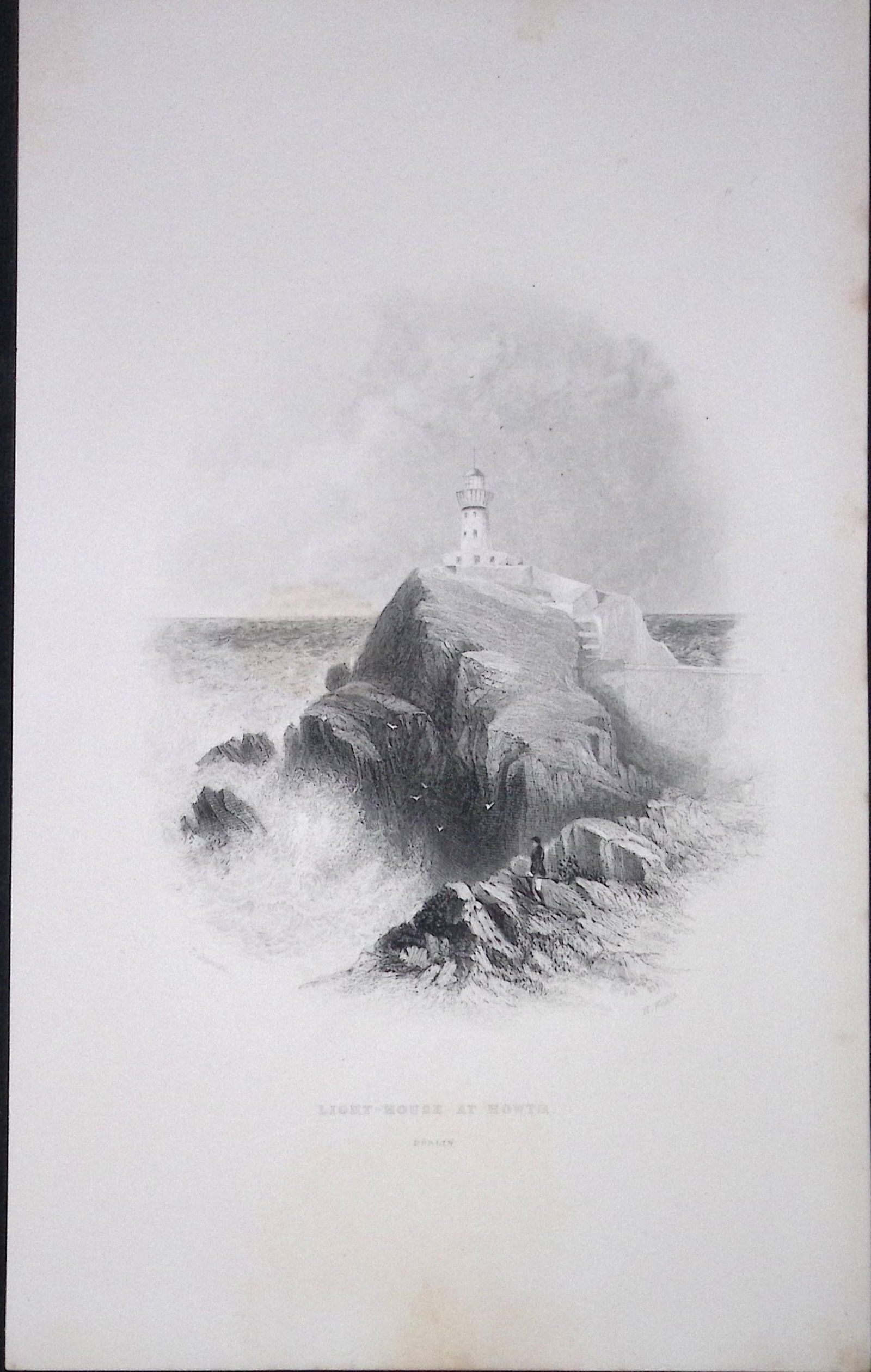 Ireland Dublin Lighthouse at Howth Antique 183 Years-Old Steel-Engraving-2.: Title: Ireland Dublin Lighthouse at Howth Antique 183 Years-Old Steel-Engraving-2. Description: Ireland Dublin Lighthouse at Howth Antique 183 Years-Old Steel-Engraving-2. The Scenery and