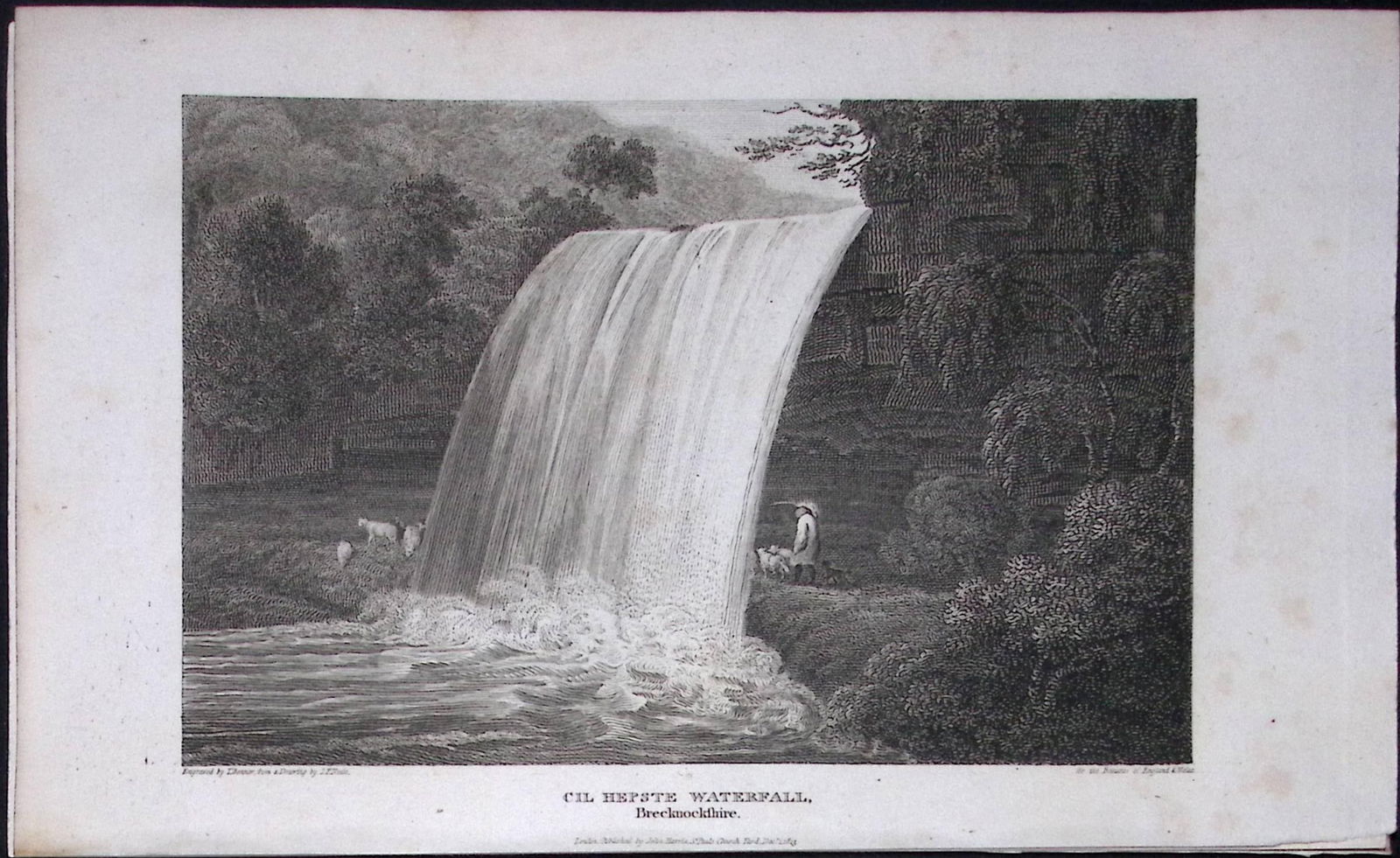 Cil Hepste Waterfall Wales Antique 211 Years-Old Georgian Steel-Engraving-488: Title: Cil Hepste Waterfall Wales Antique 211 Years-Old Georgian Steel-Engraving-488 Description: Cil Hepste Waterfall Wales Antique 211 Years-Old Georgian Steel-Engraving-488