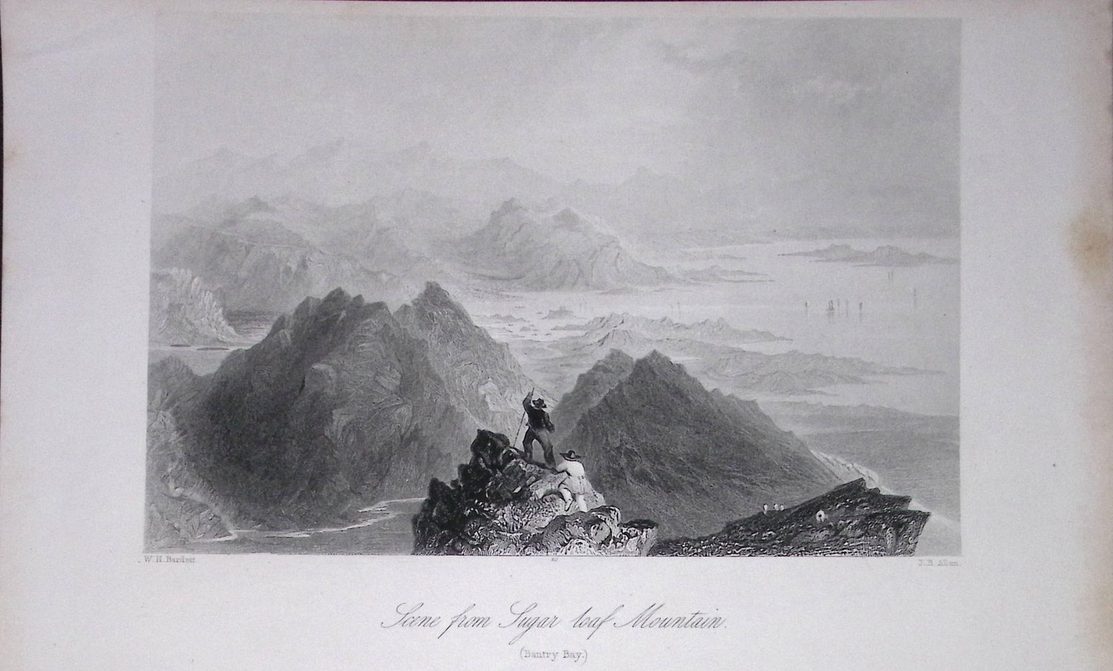 Ireland View of Sugar Loaf Mountain Cork Antique 183 Years-Old Steel-Engraving-5.: Title: Ireland View of Sugar Loaf Mountain Cork Antique 183 Years-Old Steel-Engraving-5. Description: Ireland View of Sugar Loaf Mountain Cork Antique 183 Years-Old Steel-Engraving-5. The