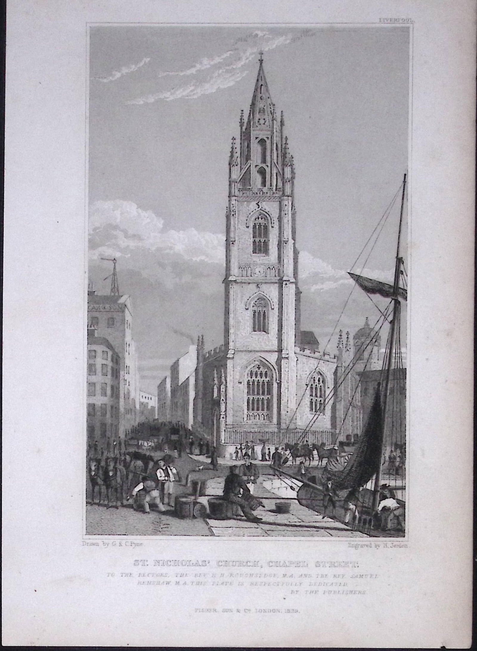 Liverpool St Nicholas Church Antique 195 Years-Old Steel-Engraving-35 (1 of 2)