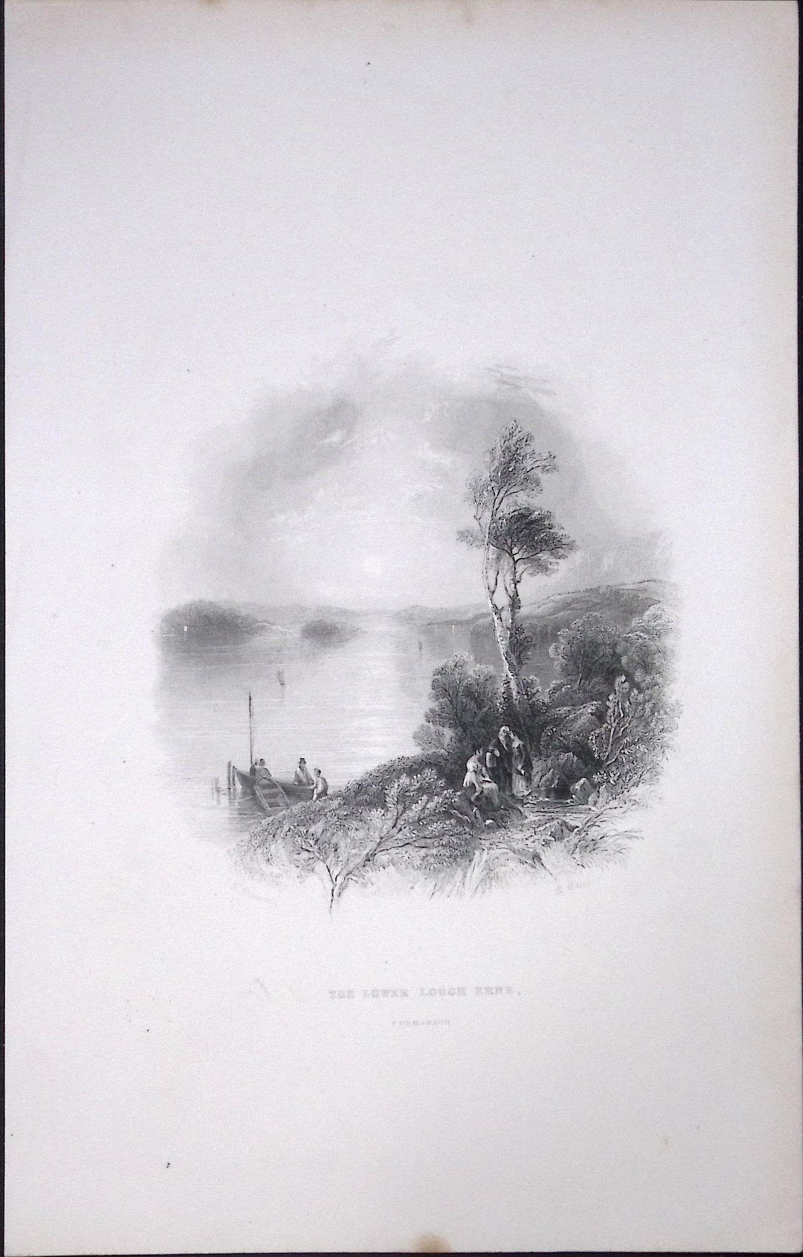 Ireland Lower Lough Erne Ulster Antique 183 Years-Old Steel-Engraving-43.: Title: Ireland Lower Lough Erne Ulster Antique 183 Years-Old Steel-Engraving-43. Description: The Scenery and Antiquities of Ireland, Illustrations by WH Barlett. And pu