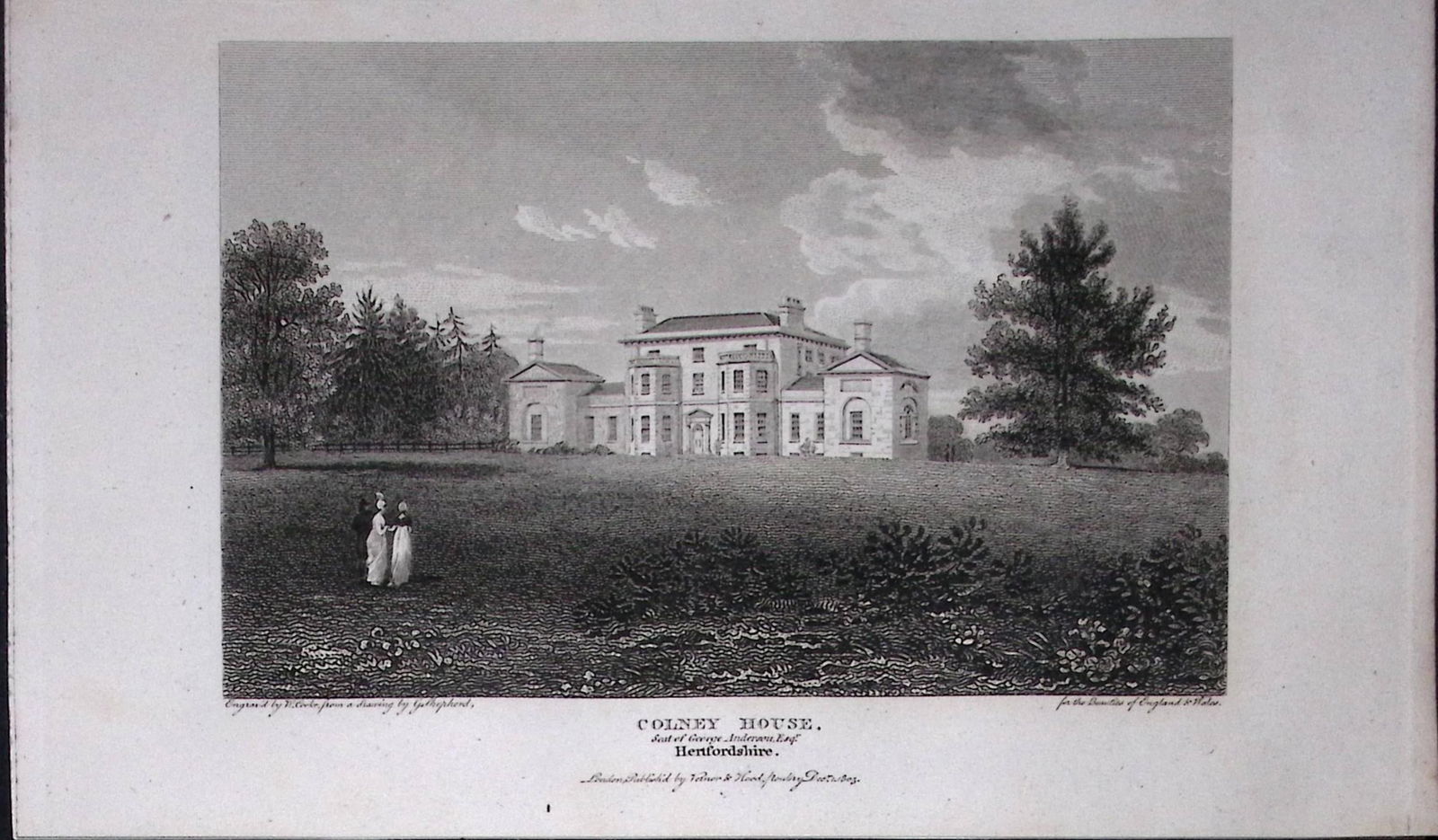 Colney House Hertfordshire Antique 218 Years-Old Georgian Steel-Engraving-459: Title: Colney House Hertfordshire Antique 218 Years-Old Georgian Steel-Engraving-459 Description: This Antique Georgian Antique Print Was Removed from a First Edition of.