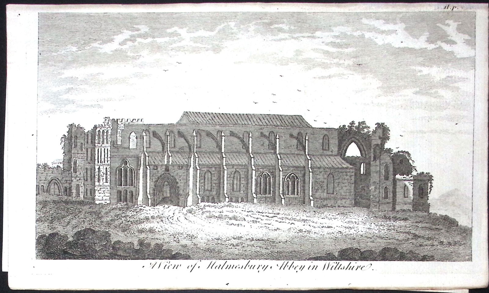 Wiltshire Malmsbury Abbey Rare Georgian Copper Antique 1776 Engraving-117.: Title: Wiltshire Malmsbury Abbey Rare Georgian Copper Antique 1776 Engraving-117. Description: This Nearly 250-Year-Old Antique Piece Was Removed from an Edition of. A New Display of the