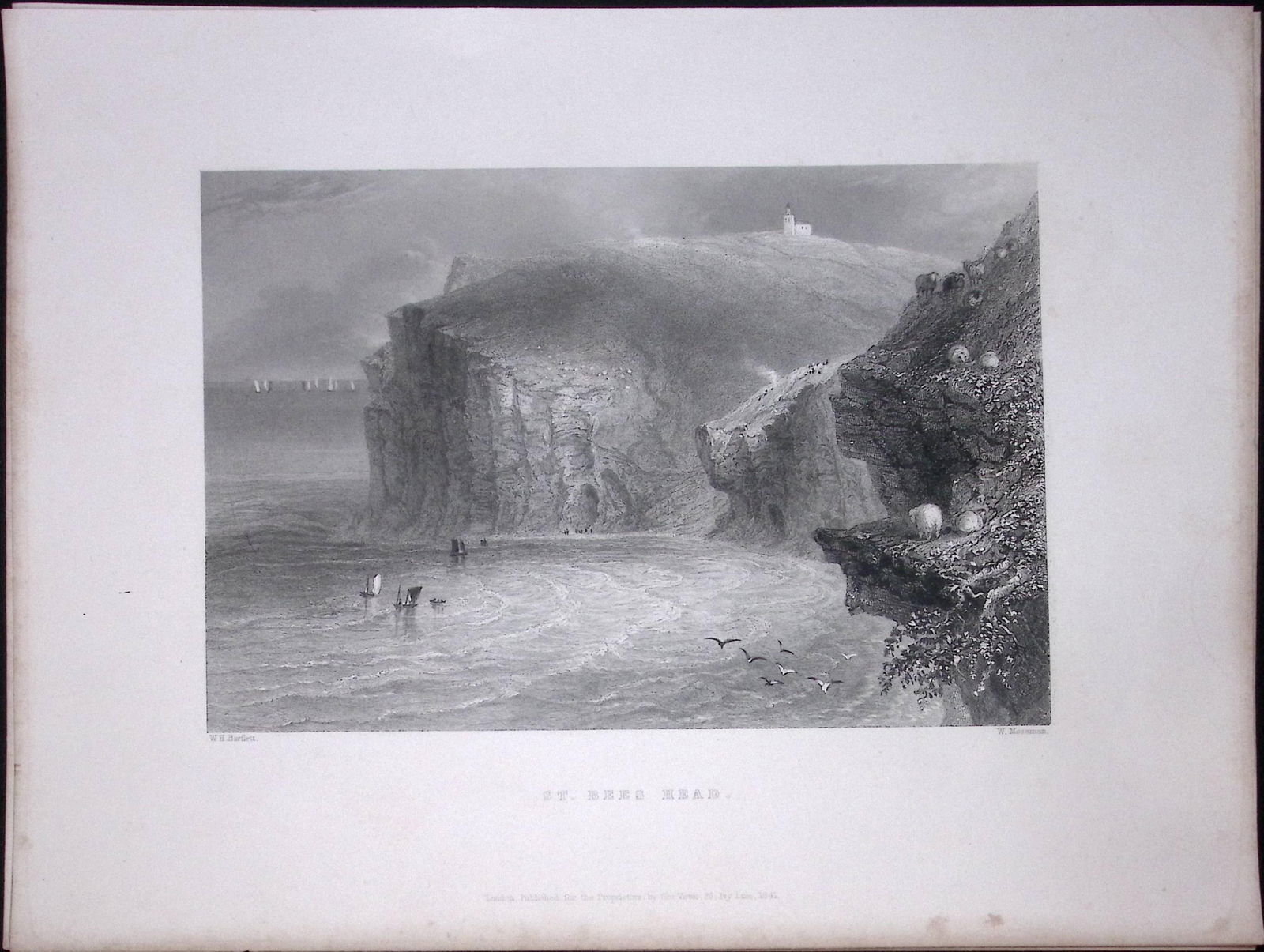 Cumbria St Bees Head WH Bartlett 183 Years-Old Antique Steel Engraving-9: Title: Cumbria St Bees Head WH Bartlett 183 Years-Old Antique Steel Engraving-9 Description: This Steel Engraved Print Has Been Removed from an Antique 1842 Edition of. Finden’s The