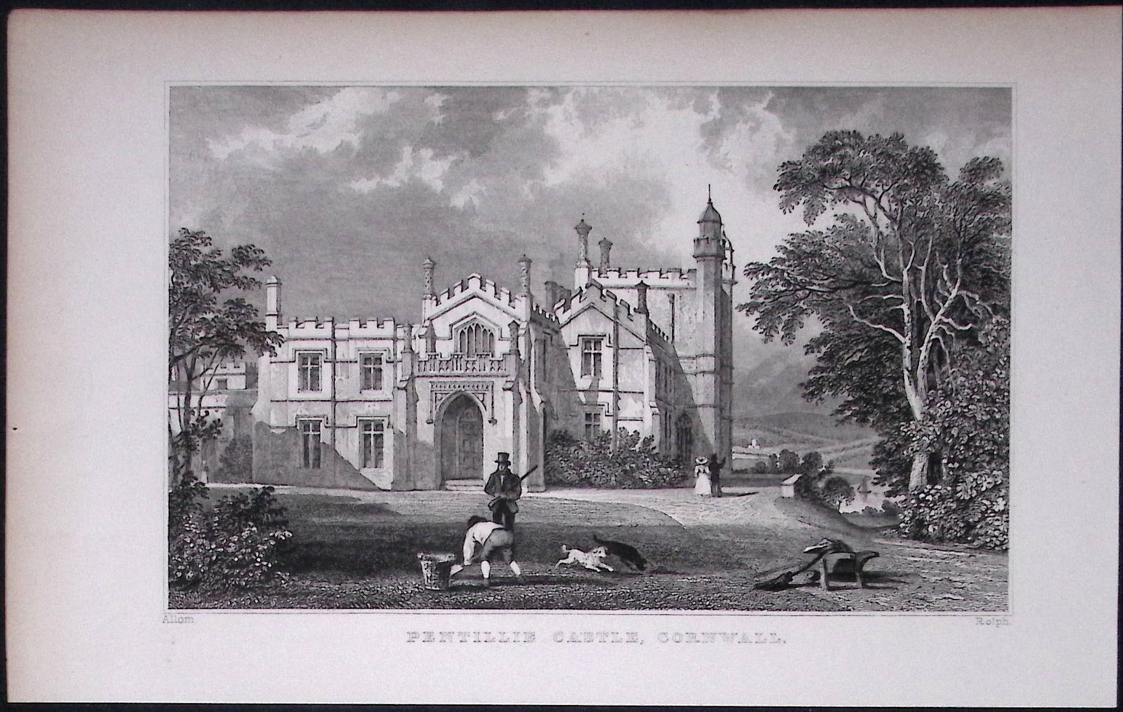 Cornwall Pentillie Castle St Mellion Antique 193 Years-Old Steel-Engraving-5: Title: Cornwall Pentillie Castle St Mellion Antique 193 Years-Old Steel-Engraving-5 Description: This Antique Steel Engraving Was Removed from a 193-Year-Old Edition of. Devon and Cornwall