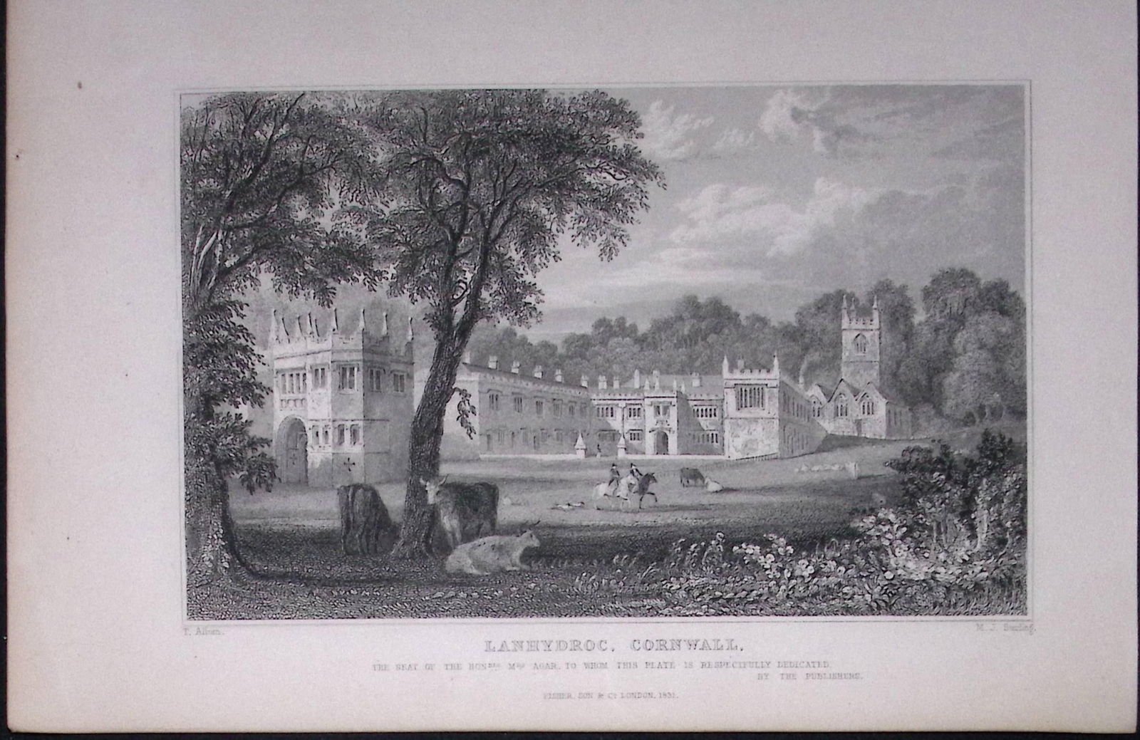 Cornwall Lanhydroc Antique 193 Years-Old Steel-Engraving-4: Title: Cornwall Lanhydroc Antique 193 Years-Old Steel-Engraving-4 Description: This Antique Steel Engraving Was Removed from a 193-Year-Old Edition of. Devon and Co