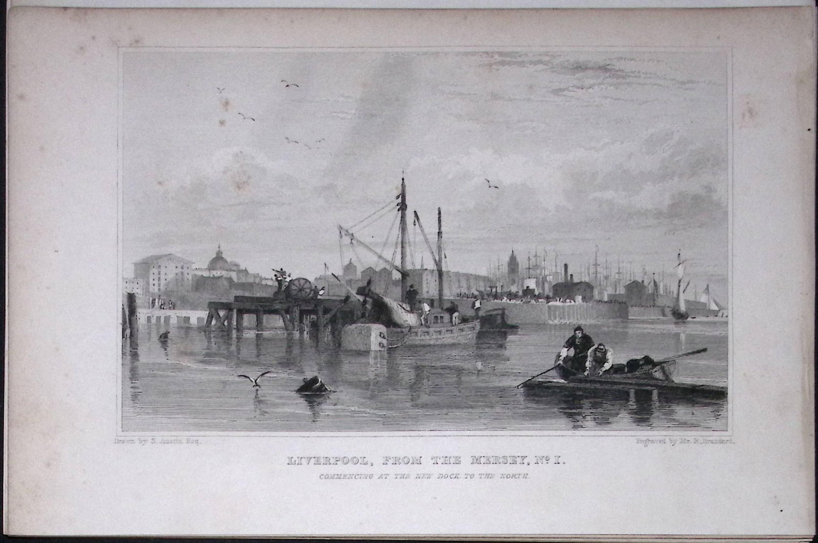 Liverpool From The Mersey No 4- Antique 195 Years-Old Steel-Engraving-22: Title: Liverpool From The Mersey No 4- Antique 195 Years-Old Steel-Engraving-22 Description: This Antique Steel Engraving Was Removed from a 195-Year-Old Edition of.