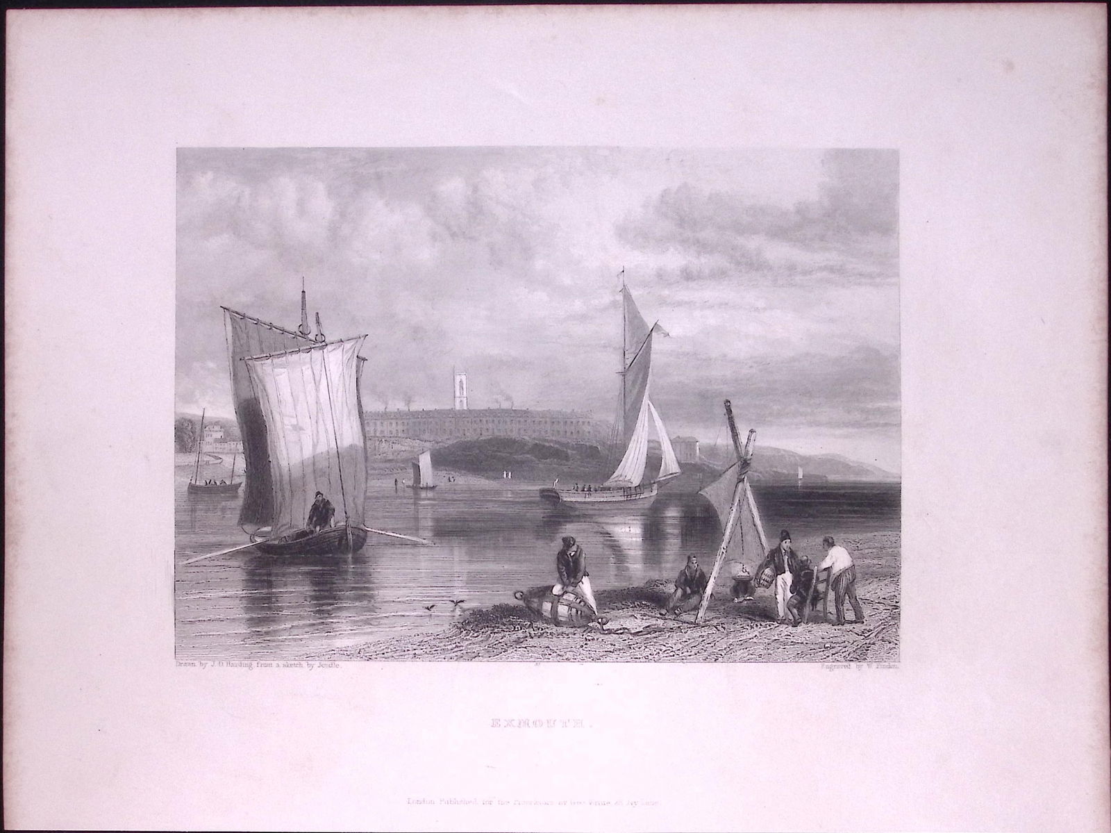 Devon Exmouth Beach WH Bartlett 183 Years-Old Antique Steel Engraving-27: Title: Devon Exmouth Beach WH Bartlett 183 Years-Old Antique Steel Engraving-27 Description: This Steel Engraved Print Has Been Removed from an Antique 1842 Edition of. Finden’s The