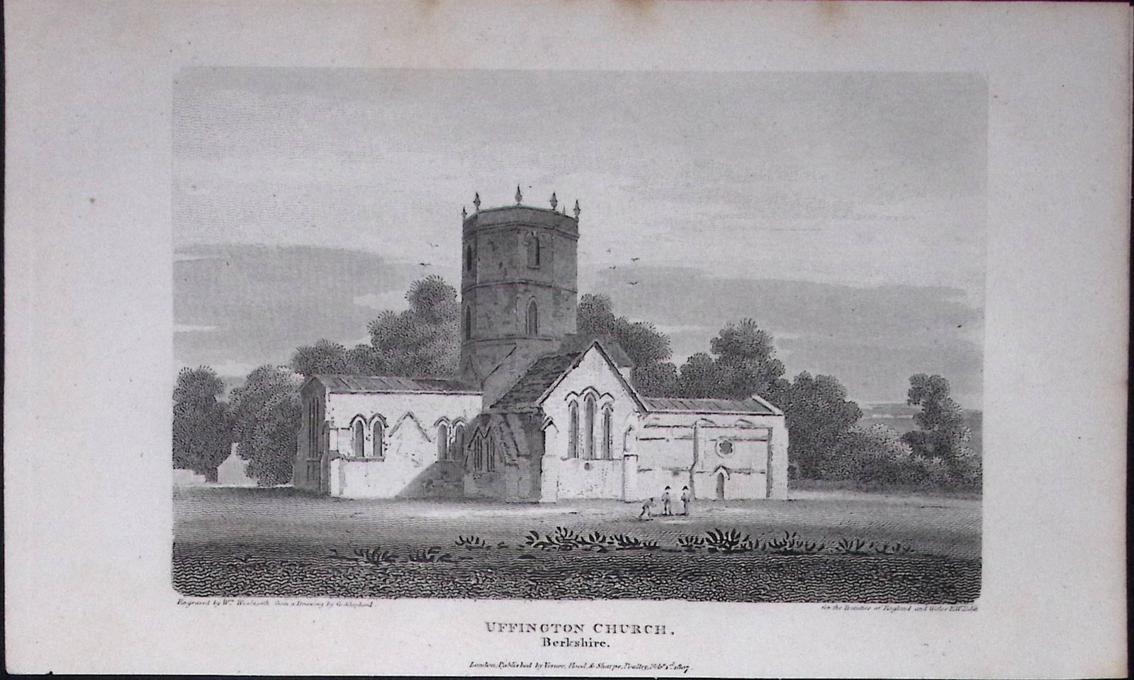 Uffington Church Berkshire Antique 226 Years-Old Georgian Steel-Engraving-445: Title: Uffington Church Berkshire Antique 226 Years-Old Georgian Steel-Engraving-445 Description: This Georgian Antique Print Was Removed from a First Edition of. T
