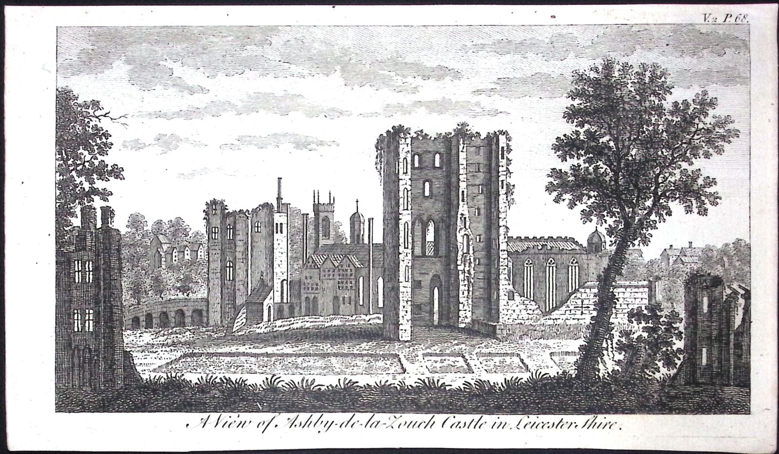 Ashby-De-La-Zouch Castle Rare Georgian Copper Antique 1776 Engraving-143.: Title: Ashby-De-La-Zouch Castle Rare Georgian Copper Antique 1776 Engraving-143. Description: This Nearly 250-Year-Old Antique Piece Was Removed from an Edition of. A New Display of the