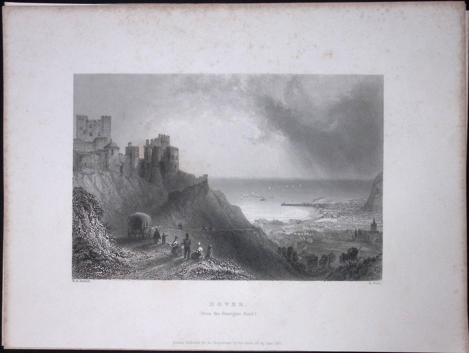 Dover Castle View Ramsgate Road WH Bartlett 183 Years-Old Antique Steel Engraving-20: Title: Dover Castle View Ramsgate Road WH Bartlett 183 Years-Old Antique Steel Engraving-20 Description: This Steel Engraved Print Has Been Removed from an Antique 1842 Edition of. 