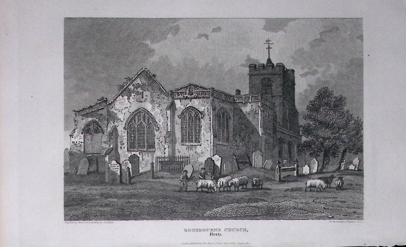 Broxbourne Church Herts Antique 218 Years-Old Georgian Steel-Engraving-453: Title: Broxbourne Church Herts Antique 218 Years-Old Georgian Steel-Engraving-453 Description: This Hertfordshire Georgian Antique Print Was Removed from a First Edition of. <