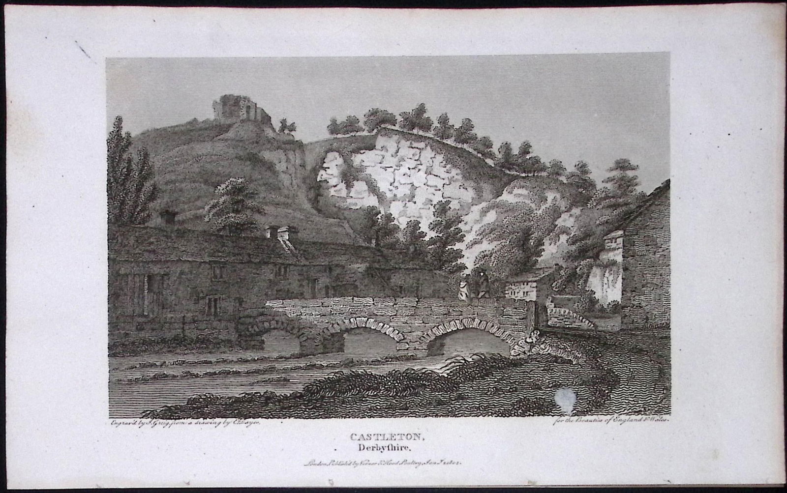 Castleton Derbyshire Antique 223 Years-Old Georgian Steel-Engraving-287: Title: Castleton Derbyshire Antique 223 Years-Old Georgian Steel-Engraving-287 Description: This Derbyshire Georgian Antique Print Was Removed from a First Edition of. <