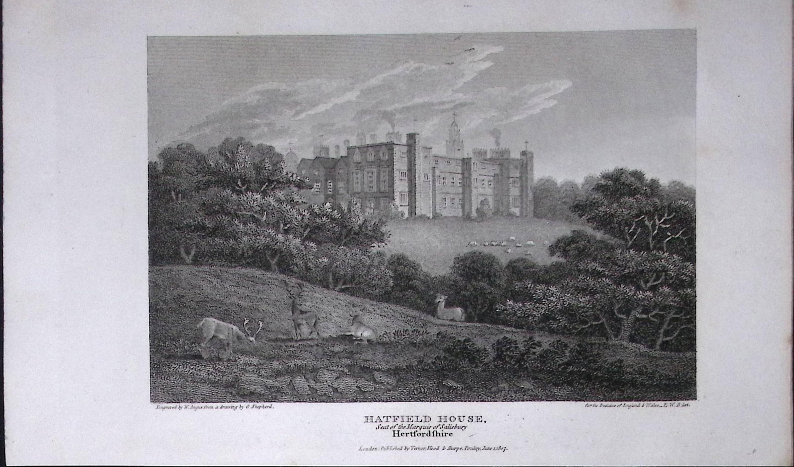Hatfield House Hertfordshire Antique 218 Years-Old Georgian Steel-Engraving-458: Title: Hatfield House Hertfordshire Antique 218 Years-Old Georgian Steel-Engraving-458 Description: This Hertfordshire Georgian Antique Print Was Removed from a First Edition of.