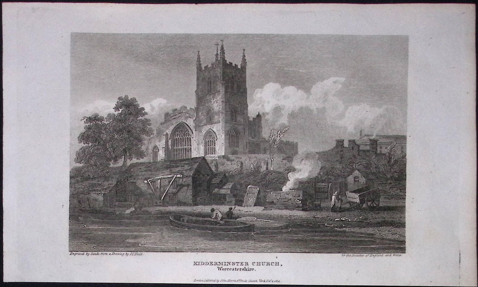 Kidderminster Church Worcestershire Antique 211 Years-Old Georgian Steel-Engraving-324.: Title: Kidderminster Church Worcestershire Antique 211 Years-Old Georgian Steel-Engraving-324. Description: This Worcester Georgian Antique Print Was Removed from a First Edition of. The