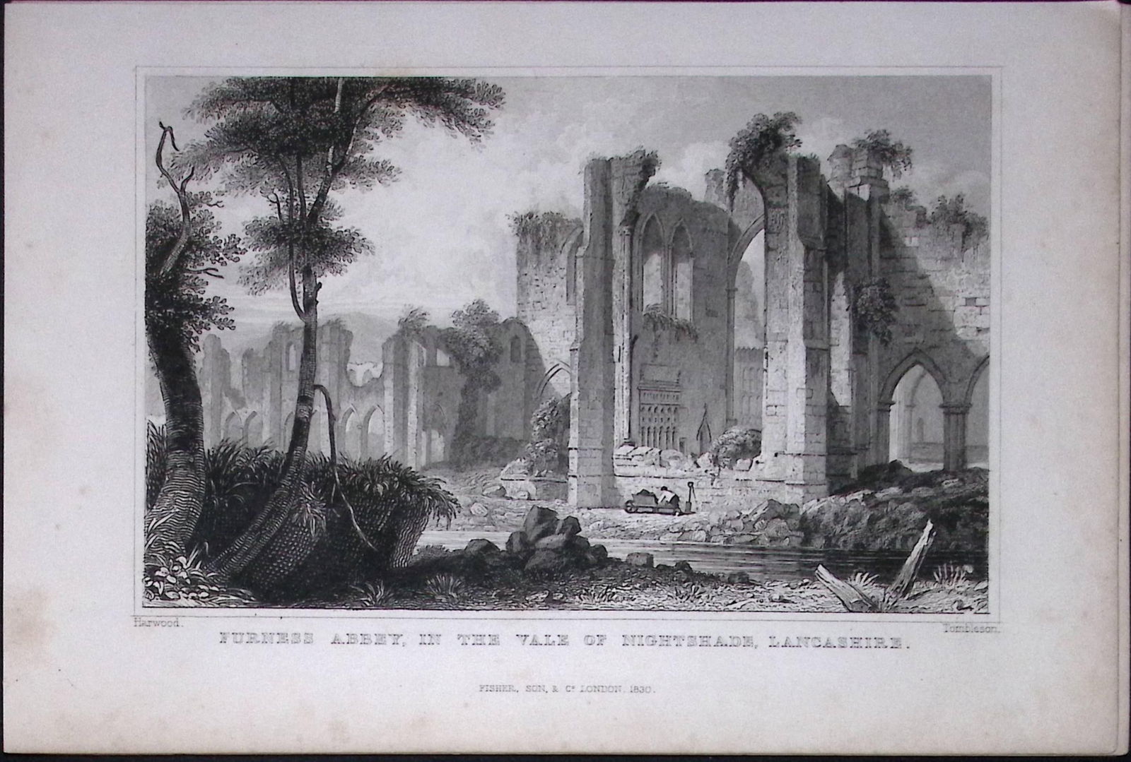 Furness Abbey Lancashire Antique 195 Years-Old Steel-Engraving-4: Title: Furness Abbey Lancashire Antique 195 Years-Old Steel-Engraving-4 Description: This Antique Steel Engraving Was Removed from a 195-Year-Old Edition of. Lancashire Illustrated in a Series