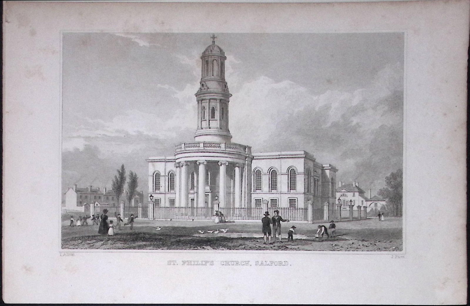 Salford St Philips Church Antique 195 Years-Old Steel-Engraving-20: Title: Salford St Philips Church Antique 195 Years-Old Steel-Engraving-20 Description: This Antique Steel Engraving Was Removed from a 195-Year-Old Edition of. Lancashire Illustrated in a