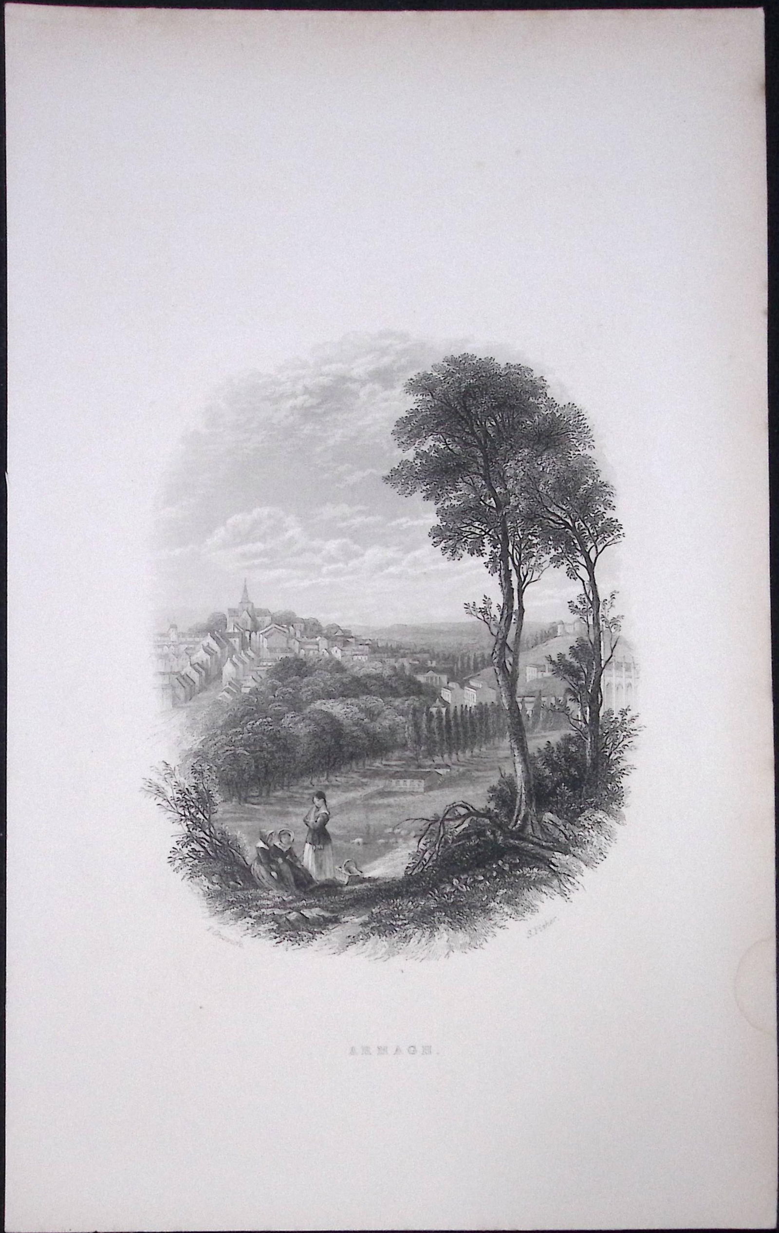 Ireland The City of Armagh Antrim Antique 183 Years-Old Steel-Engraving-47: Title: Ireland The City of Armagh Antrim Antique 183 Years-Old Steel-Engraving-47 Description: The Scenery and Antiquities of Ireland, Illustrations by WH Barlett. 