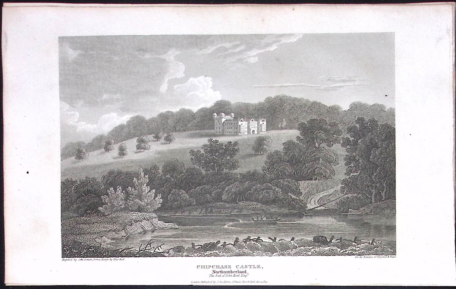 Northumberland Chipchase Castle Antique 223 Years-Old Steel-Engraving-138: Title: Northumberland Chipchase Castle Antique 223 Years-Old Steel-Engraving-138 Description: The Beauties of England and Wales Antique 24 Volume Set. Published in 1802 During the Reign of King