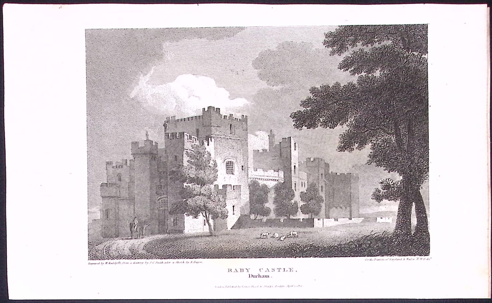 Durham Darlington Raby Castle Antique 223 Years-Old Steel-Engraving-149: Title: Durham Darlington Raby Castle Antique 223 Years-Old Steel-Engraving-149 Description: This Georgian Antique Print Was Removed from a First Edition of. The Bea
