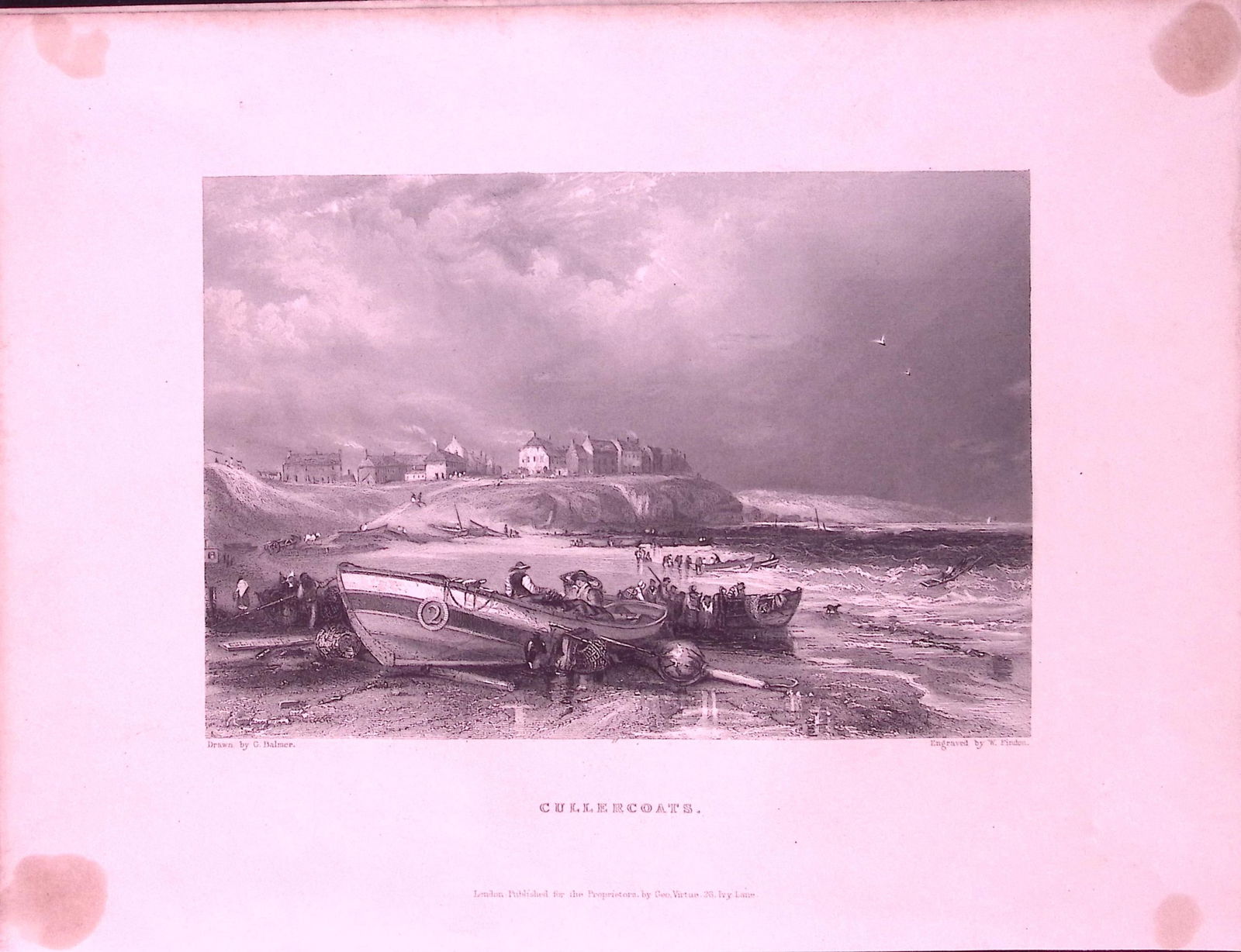 Northumberland Cullercoats WH Bartlett 183 Years-Old Antique Steel Engraving-47: Title: Northumberland Cullercoats WH Bartlett 183 Years-Old Antique Steel Engraving-47 Description: This Steel Engraved Print Has Been Removed from an Antique 1842 Edition of. Finden’s