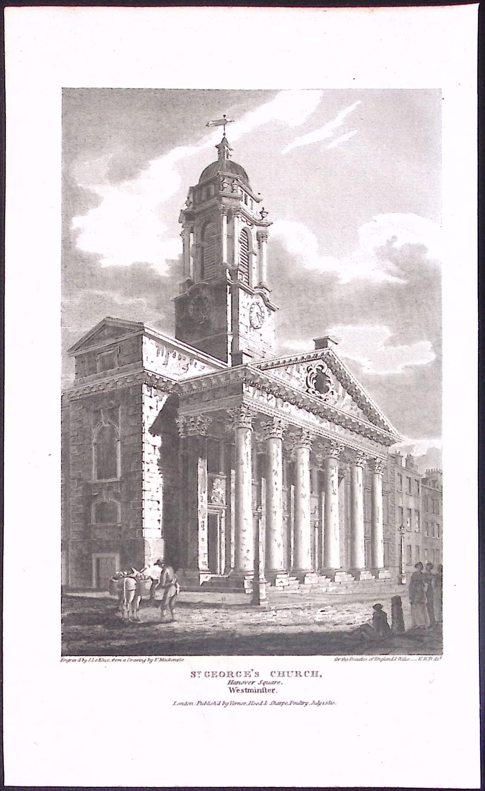 St Georges Church Hanover Square London Antique 200 Years-Old Steel-Engraving-237: Title: St Georges Church Hanover Square London Antique 200 Years-Old Steel-Engraving-237 Description: This London Georgian Antique Print Was Removed from a First Edition of. The Beauties of