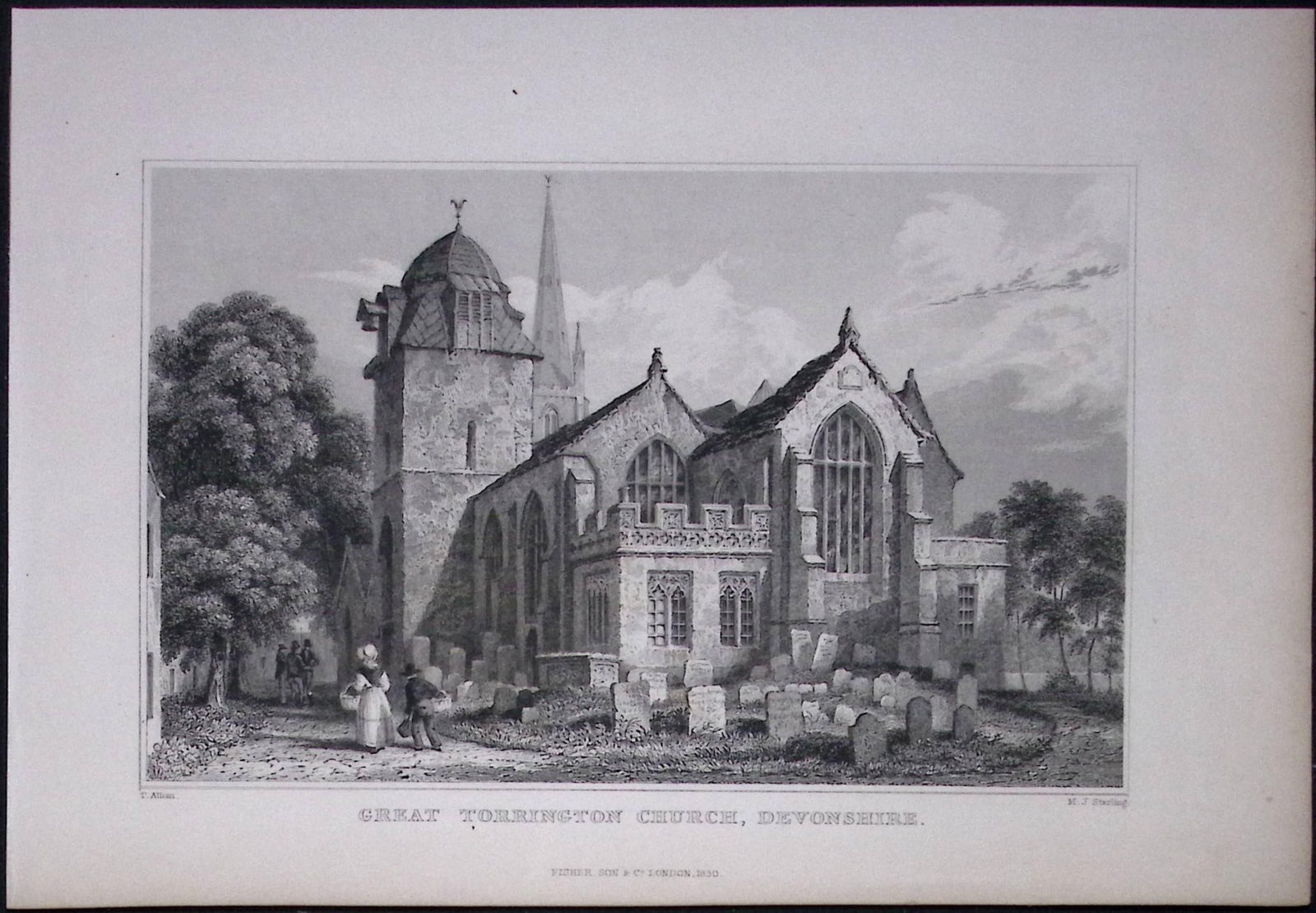Great Torrington Church Devonshire Antique 193 Years-Old Steel-Engraving-50: Title: Great Torrington Church Devonshire Antique 193 Years-Old Steel-Engraving-50 Description: This Antique Steel Engraving Was Removed from a 193-Year-Old Edition of.
