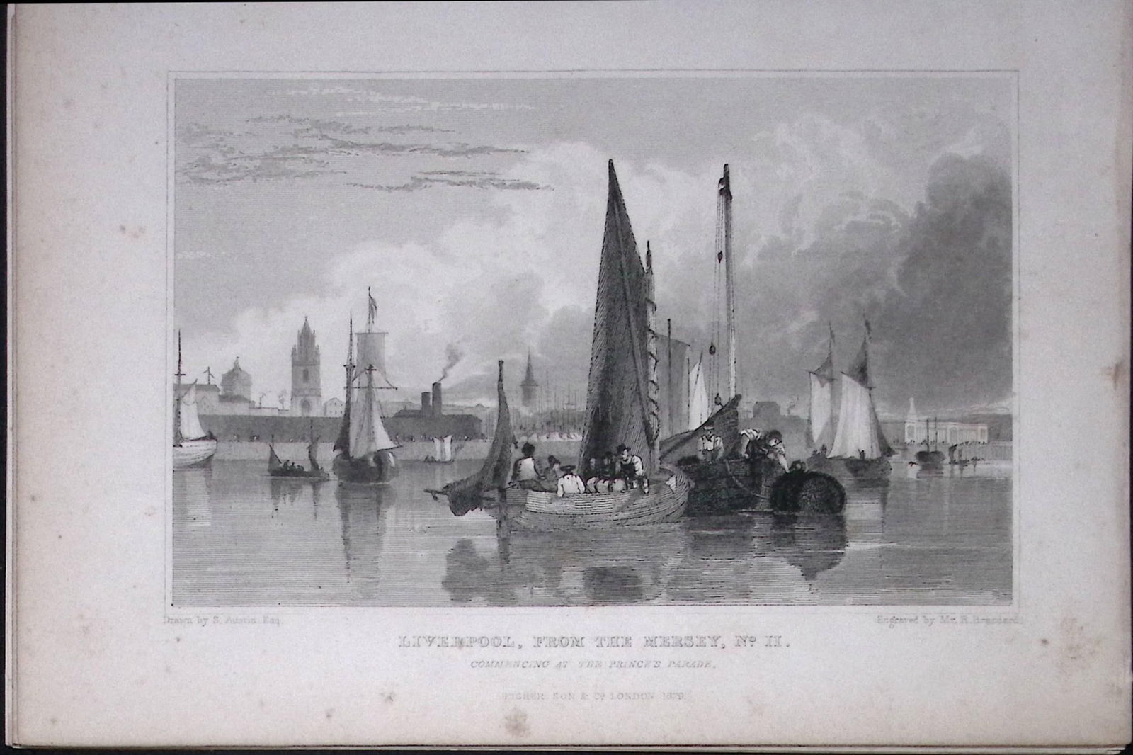 Liverpool From The Mersey Antique 195 Years-Old Steel-Engraving-8: Title: Liverpool From The Mersey Antique 195 Years-Old Steel-Engraving-8 Description: This Antique Steel Engraving Was Removed from a 195-Year-Old Edition of. Lancashire Illustrated in a Series