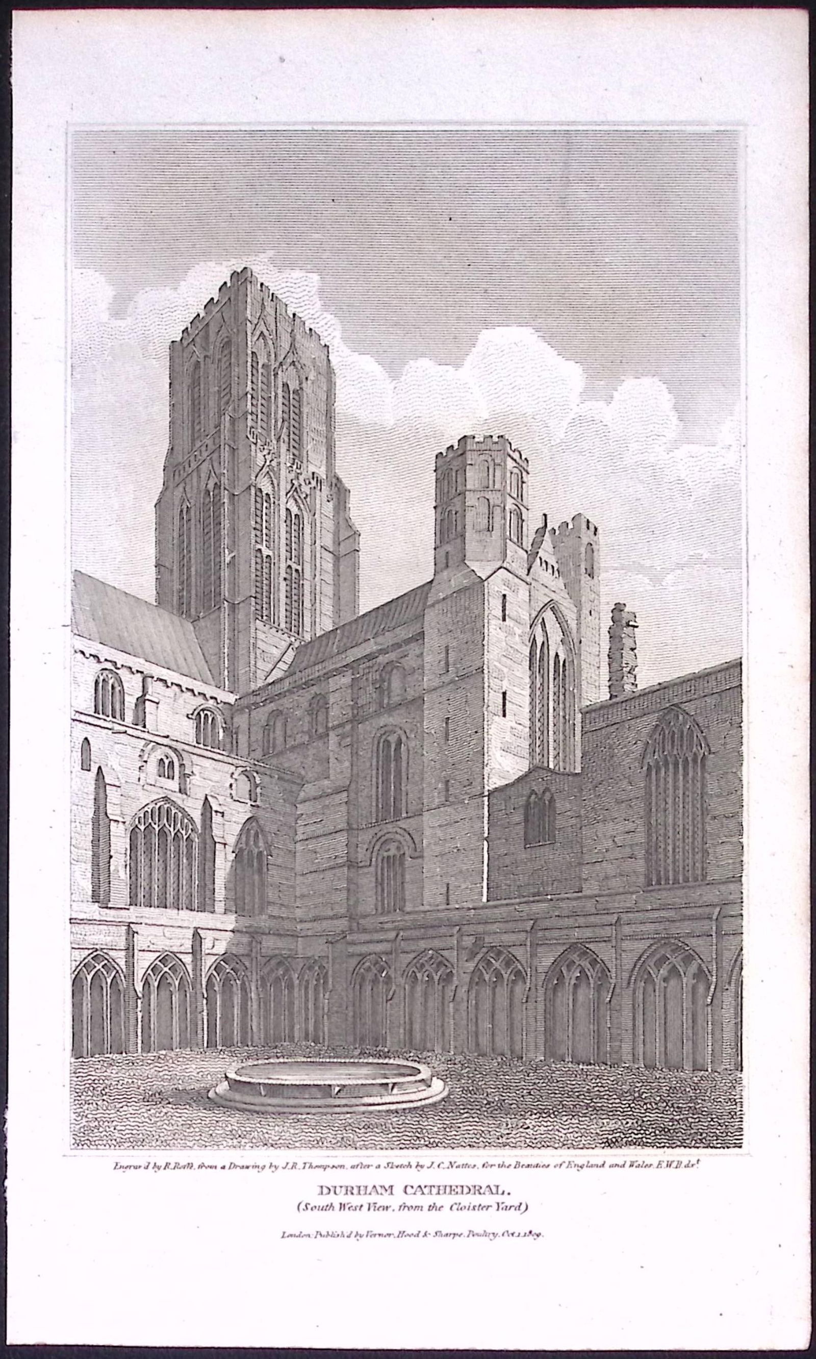 Durham Cathedral Cloister Yard Antique 223 Years-Old Steel-Engraving-146 (1 of 2)
