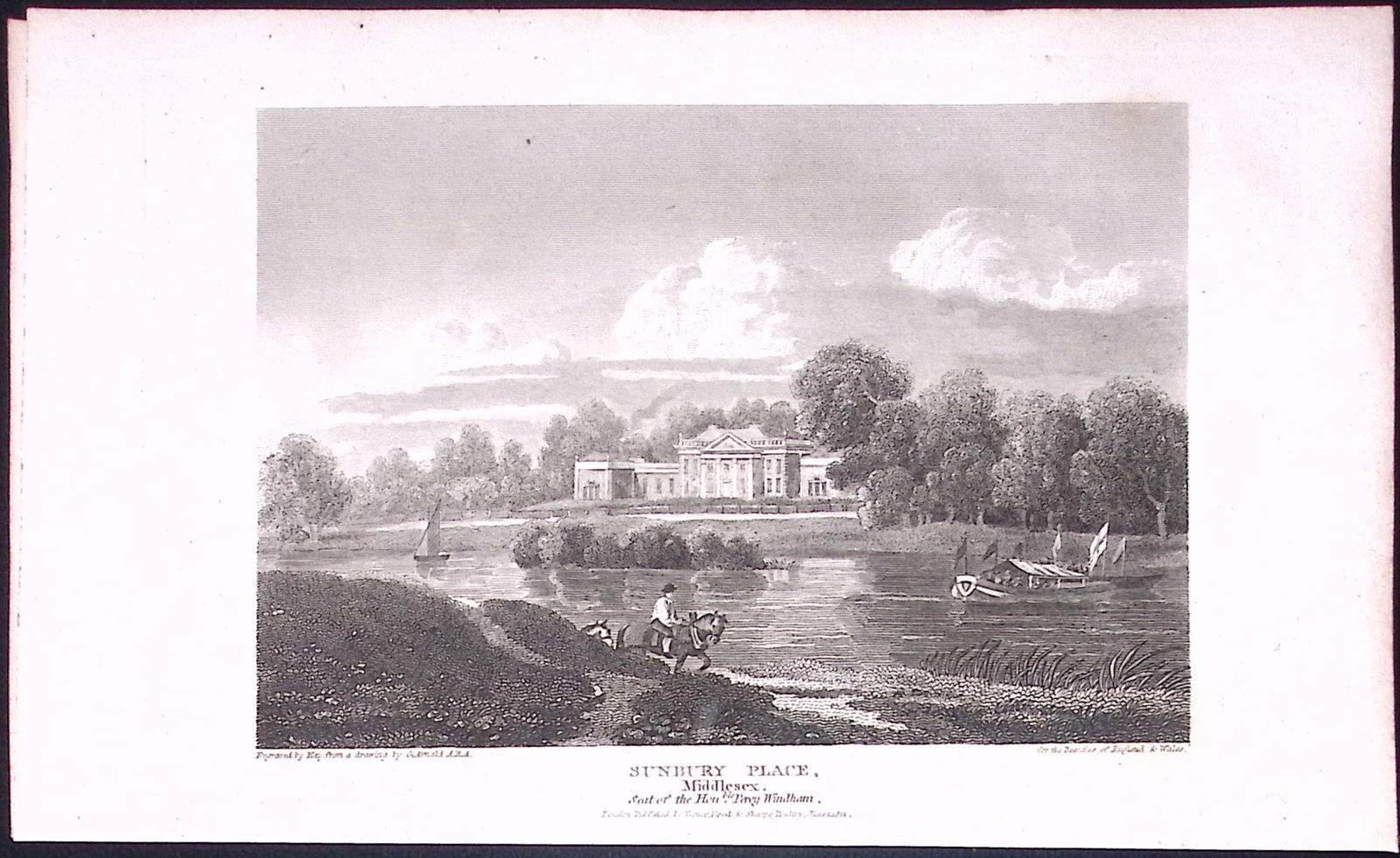 Sunbury House Middlesex Antique 200 Years-Old Steel-Engraving-250: Title: Sunbury House Middlesex Antique 200 Years-Old Steel-Engraving-250 Description: This London Georgian Antique Print Was Removed from a First Edition of. The Beauties of England and Wales