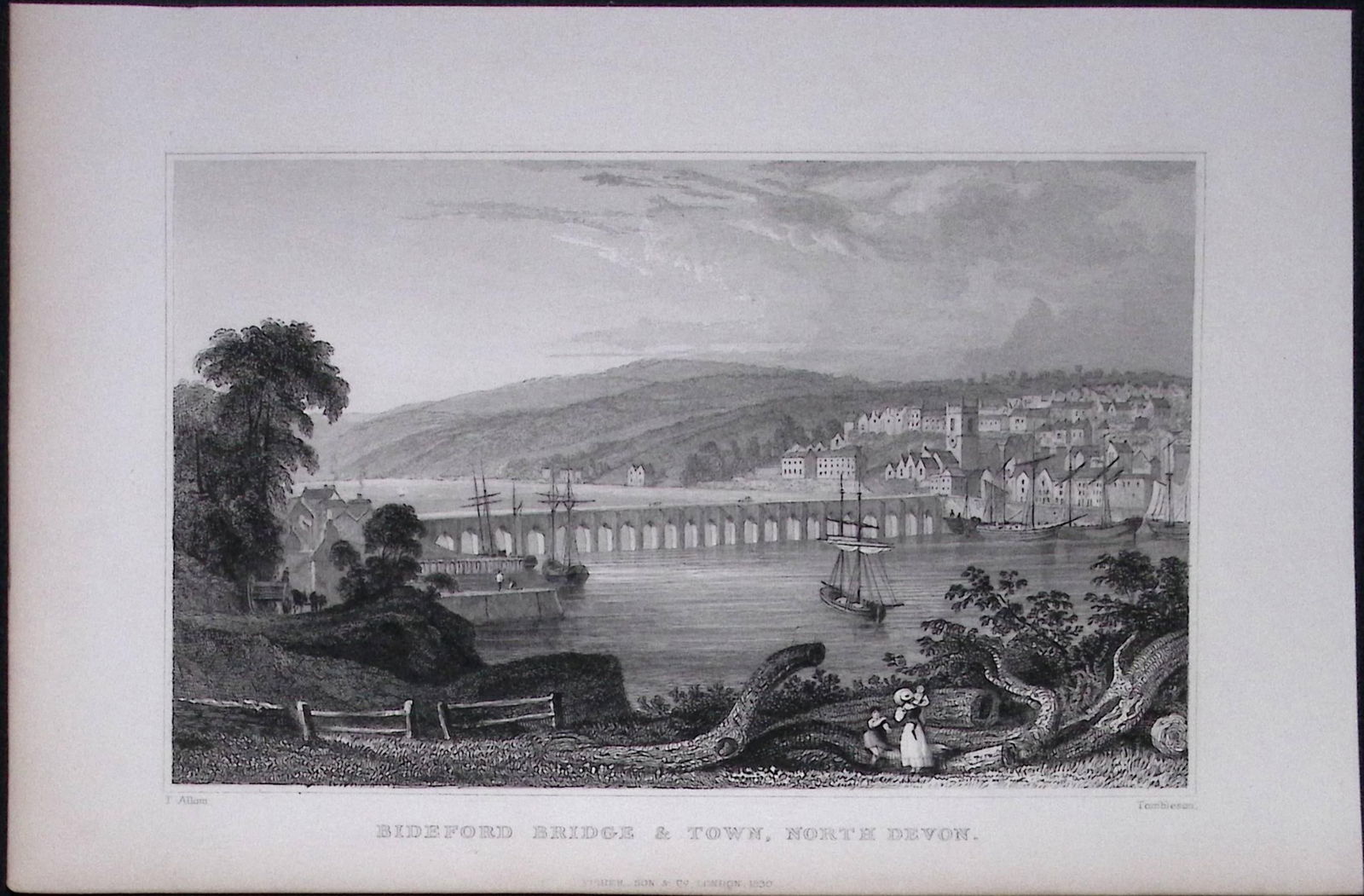 Bideford Bridge & Town North Devonshire Antique 193 Years-Old Steel-Engraving-45: Title: Bideford Bridge & Town North Devonshire Antique 193 Years-Old Steel-Engraving-45 Description: This Antique Steel Engraving Was Removed from a 193-Year-Old Edition of. <