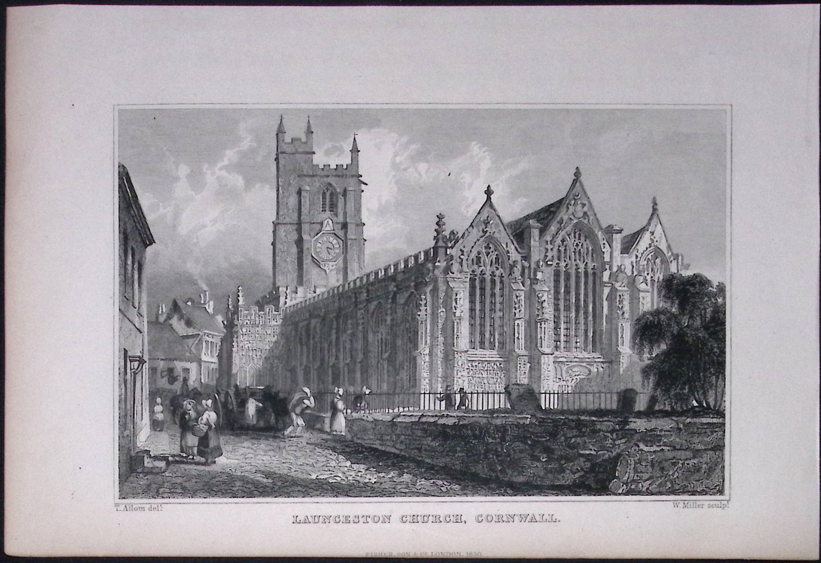 Cornwall Launceston Church Antique 193 Years-Old Steel-Engraving-25: Title: Cornwall Launceston Church Antique 193 Years-Old Steel-Engraving-25 Description: This Antique Steel Engraving Was Removed from a 193-Year-Old Edition of. Devon and Cornwall Illustrated