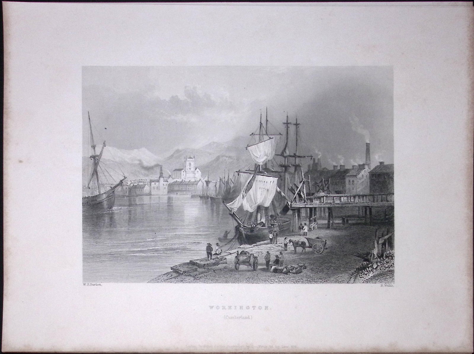 Cumbria Workington Quay WH Bartlett 183 Years-Old Antique Steel Engraving-3: Title: Cumbria Workington Quay WH Bartlett 183 Years-Old Antique Steel Engraving-3 Description: This Steel Engraved Print Has Been Removed from an Antique 1842 Edition of. Finden’s The