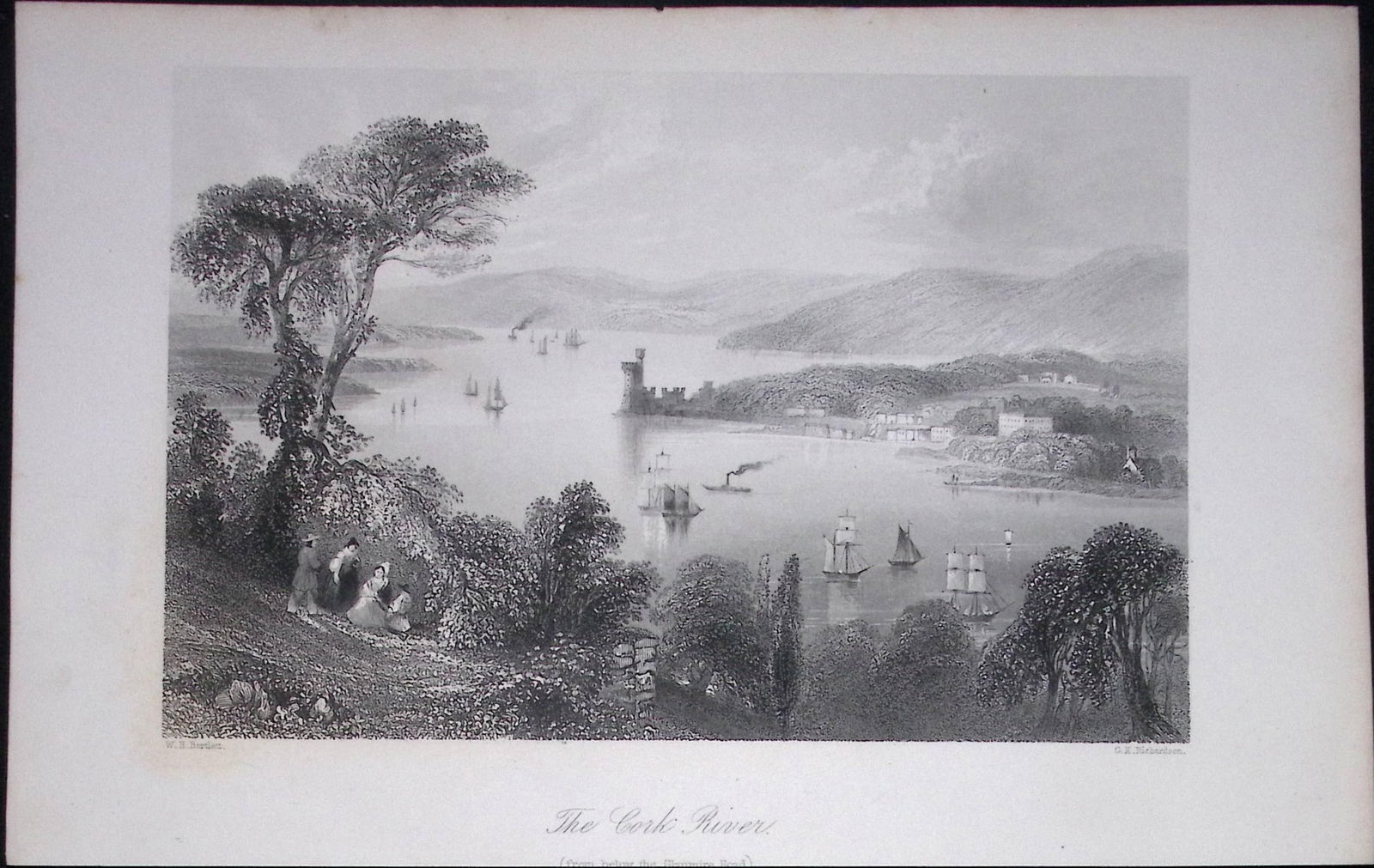 Ireland View of The Cork River Antique 183 Years-Old Steel-Engraving-10.: Title: Ireland View of The Cork River Antique 183 Years-Old Steel-Engraving-10. Description: Ireland View of The Cork River Antique 183 Years-Old Steel-Engraving-10.