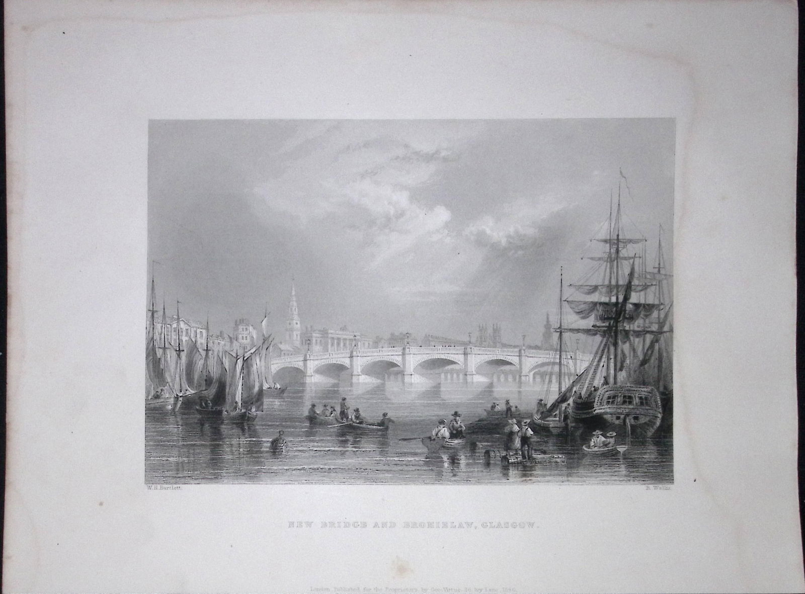 Scotland Glasgow Bridge & Bromielaw WH Bartlett 1842 Antique Steel Engraving-200: Title: Scotland Glasgow Bridge & Bromielaw WH Bartlett 1842 Antique Steel Engraving-200 Description: Scotland Glasgow Bridge & Bromielaw WH Bartlett 1842 Antique Steel Engrav