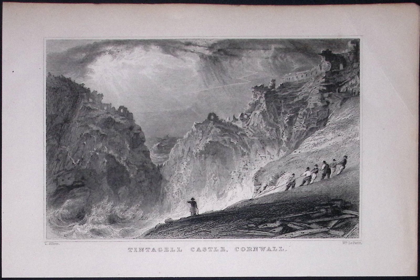 Cornwall Tintagel Castle Antique 193 Years-Old Steel-Engraving-42: Title: Cornwall Tintagel Castle Antique 193 Years-Old Steel-Engraving-42 Description: This Antique Steel Engraving Was Removed from a 193-Year-Old Edition of. Devon