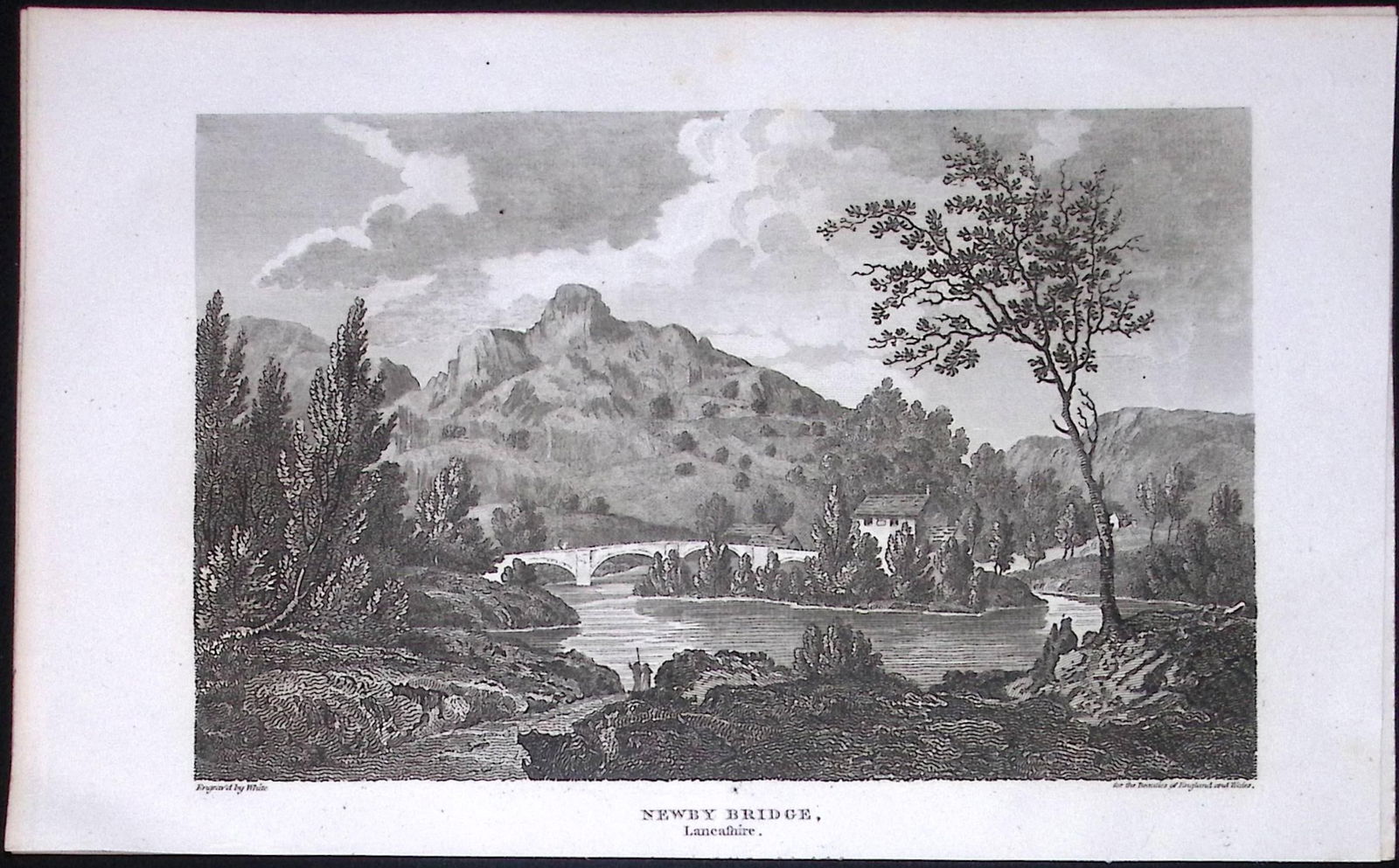 Newby Bridge Lake District Lancashire Antique 218 Years-Old Steel-Engraving-2: Title: Newby Bridge Lake District Lancashire Antique 218 Years-Old Steel-Engraving-2 Description: This Antique Steel Engraving Was Removed from a 195-Year-Old Edition of.