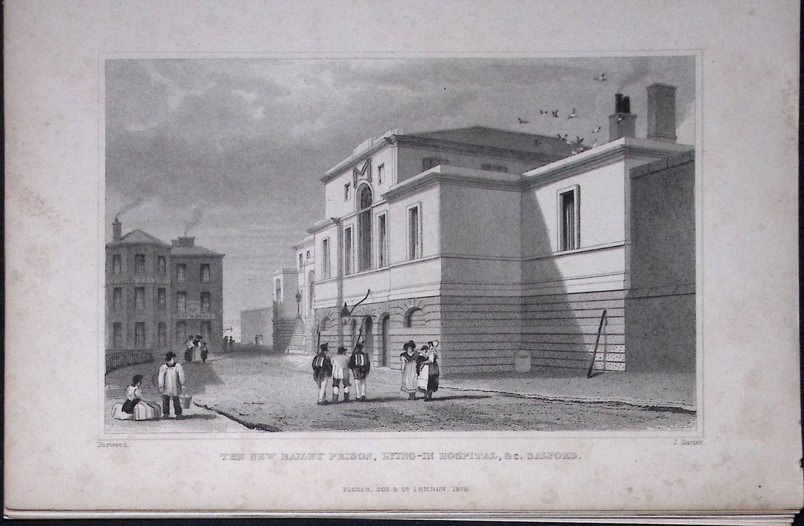 Salford New Bailey Prison Hospital Antique 195 Years-Old Steel-Engraving-54 (1 of 2)