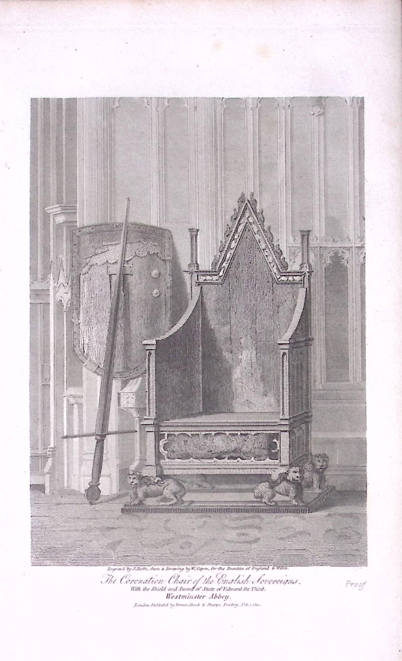 Coronation Chair Westminster Abbey London Antique 200 Years-Old Steel-Engraving-278: Title: Coronation Chair Westminster Abbey London Antique 200 Years-Old Steel-Engraving-278 Description: This London Georgian Antique Print Was Removed from a First Edition of. The Beauties of