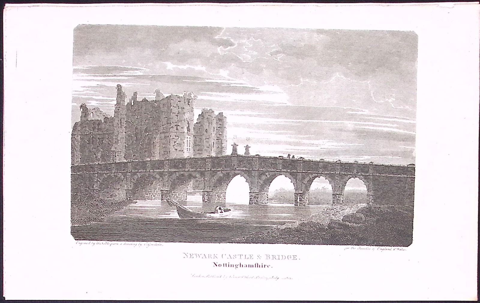 Nottinghamshire Newark Castle & Bridge 212 Years-Old Steel-Engraving-158: Title: Nottinghamshire Newark Castle & Bridge 212 Years-Old Steel-Engraving-158 Description: This Nottinghamshire Georgian Antique Print Was Removed from a First Edition of.
