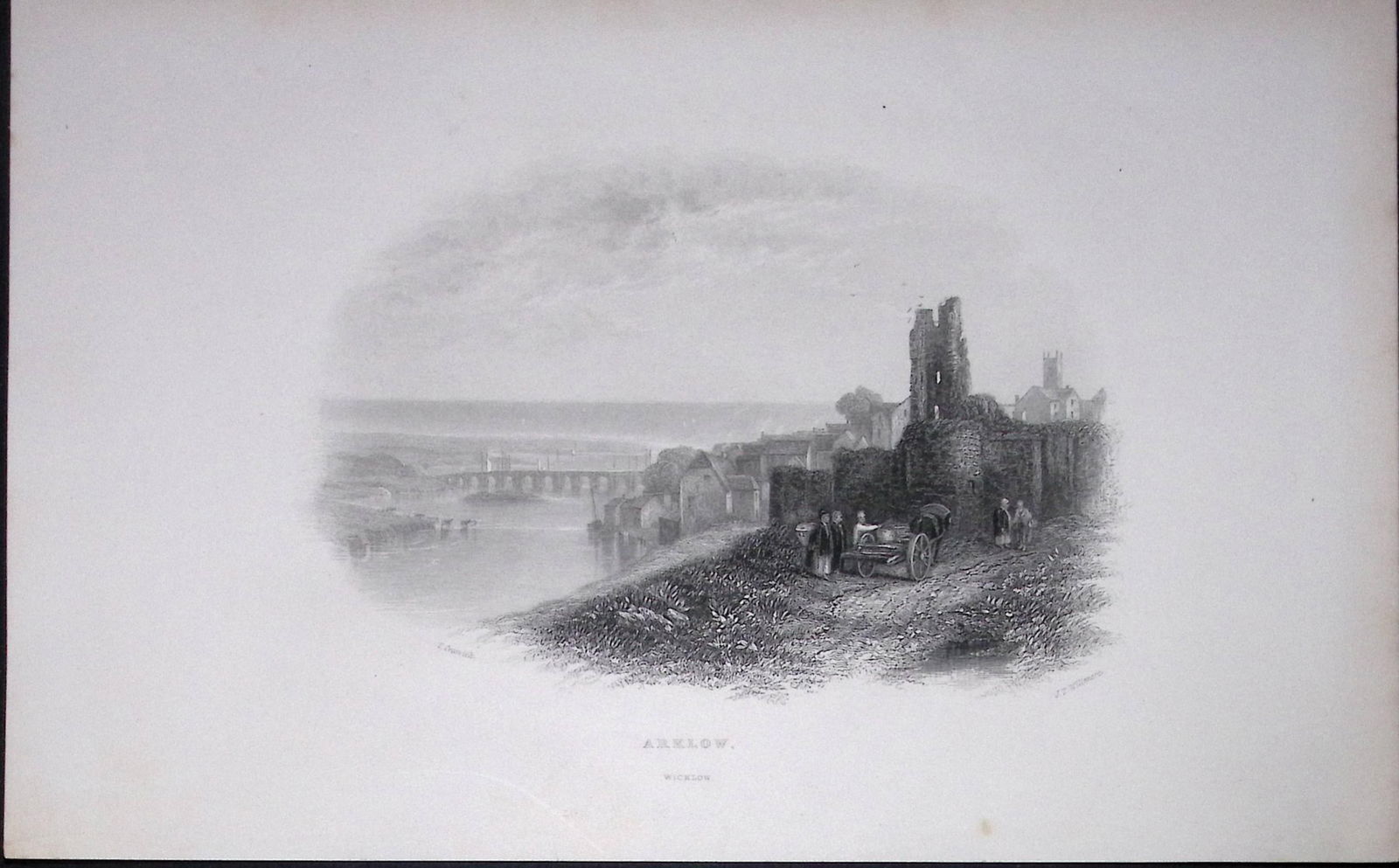 Ireland A View of Arklow Wicklow Antique 183 Years-Old Steel-Engraving-15.: Title: Ireland A View of Arklow Wicklow Antique 183 Years-Old Steel-Engraving-15. Description: Ireland A View of Arklow Wicklow Antique 183 Years-Old Steel-Engraving-15.