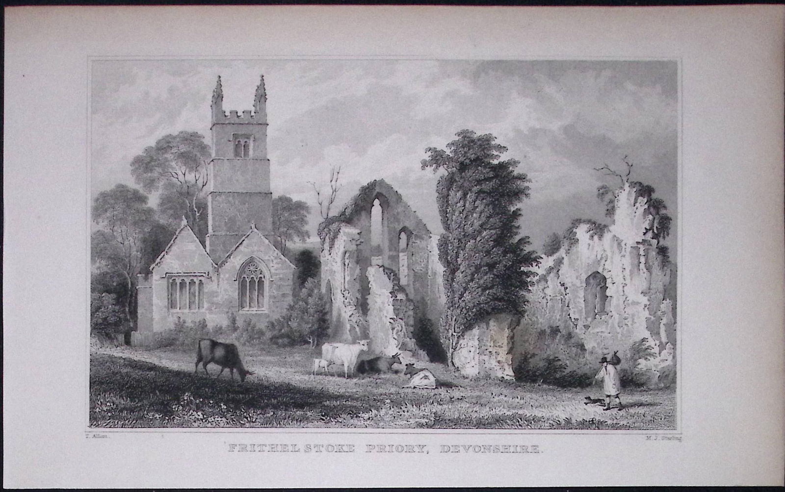 Frithelstoke Abbey Devonshire Antique 193 Years-Old Steel-Engraving-51: Title: Frithelstoke Abbey Devonshire Antique 193 Years-Old Steel-Engraving-51 Description: This Antique Steel Engraving Was Removed from a 193-Year-Old Edition of.