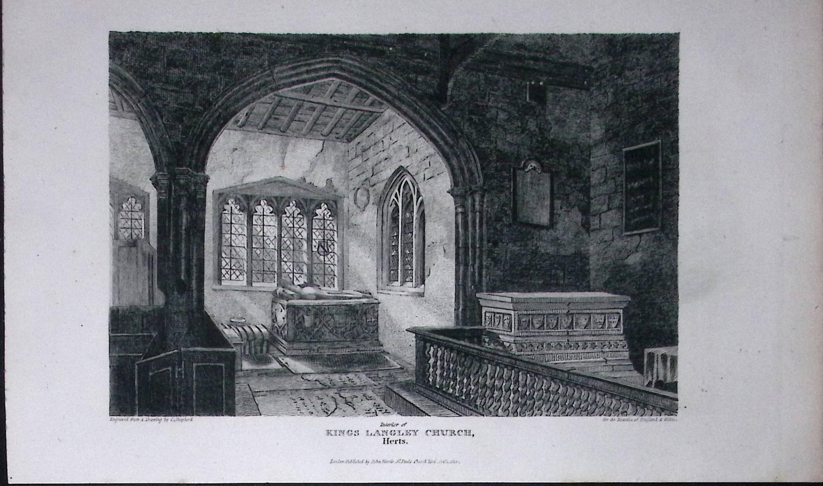 King Langley Church Hertfordshire Antique 218 Years-Old Georgian Steel-Engraving-460: Title: King Langley Church Hertfordshire Antique 218 Years-Old Georgian Steel-Engraving-460 Description: This Antique Georgian Antique Print Was Removed from a First Edition of